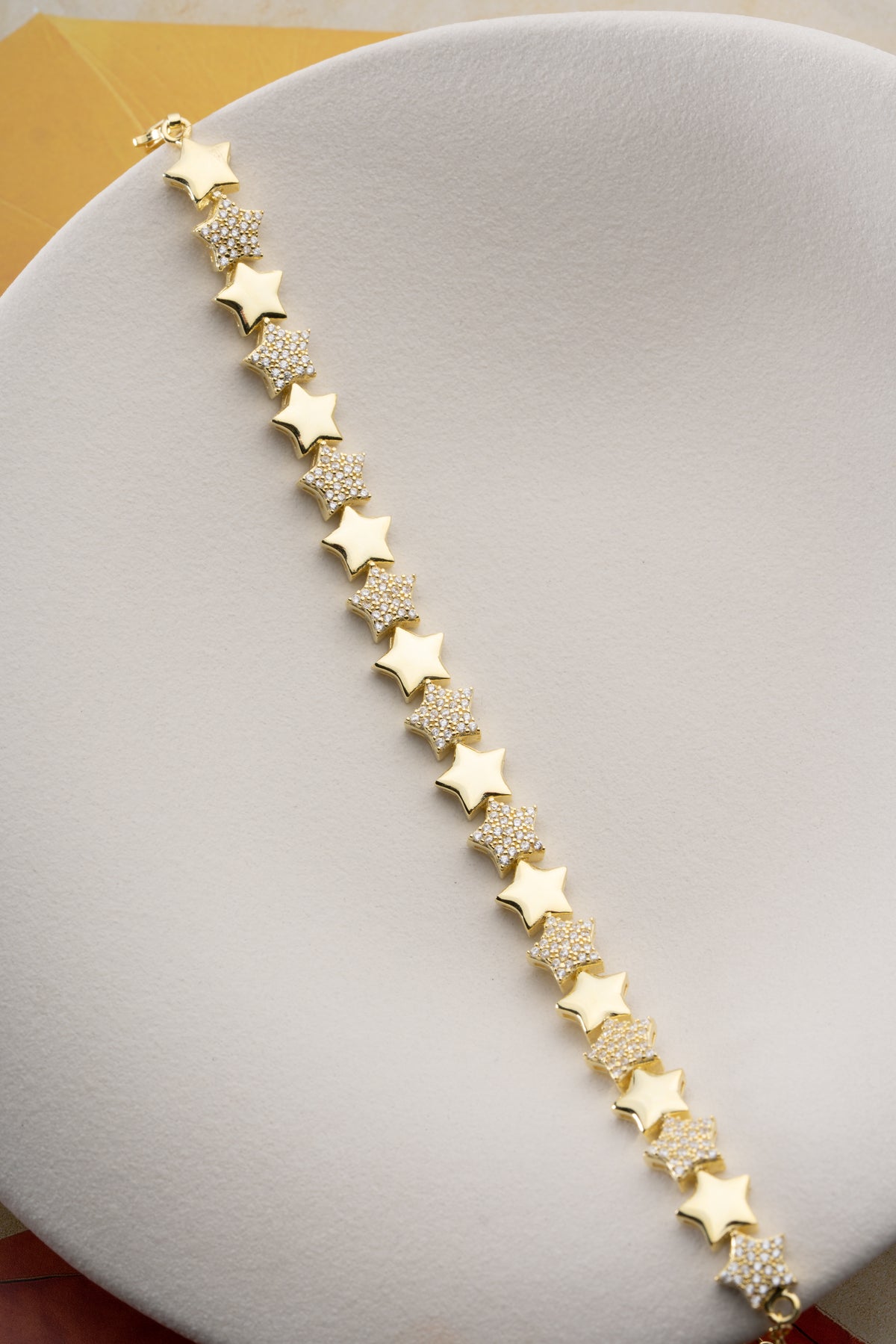 Gold Star Link Tennis Bracelet