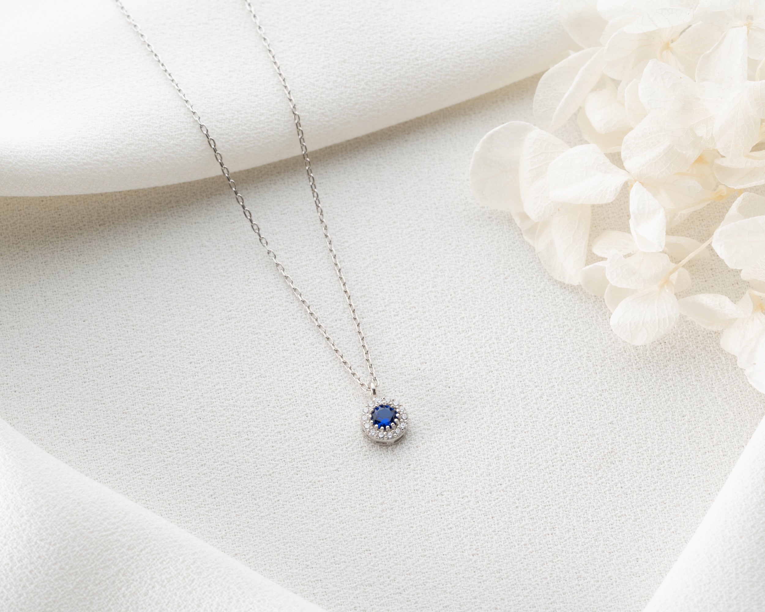 Custom Birthstone Halo Pendant Necklace