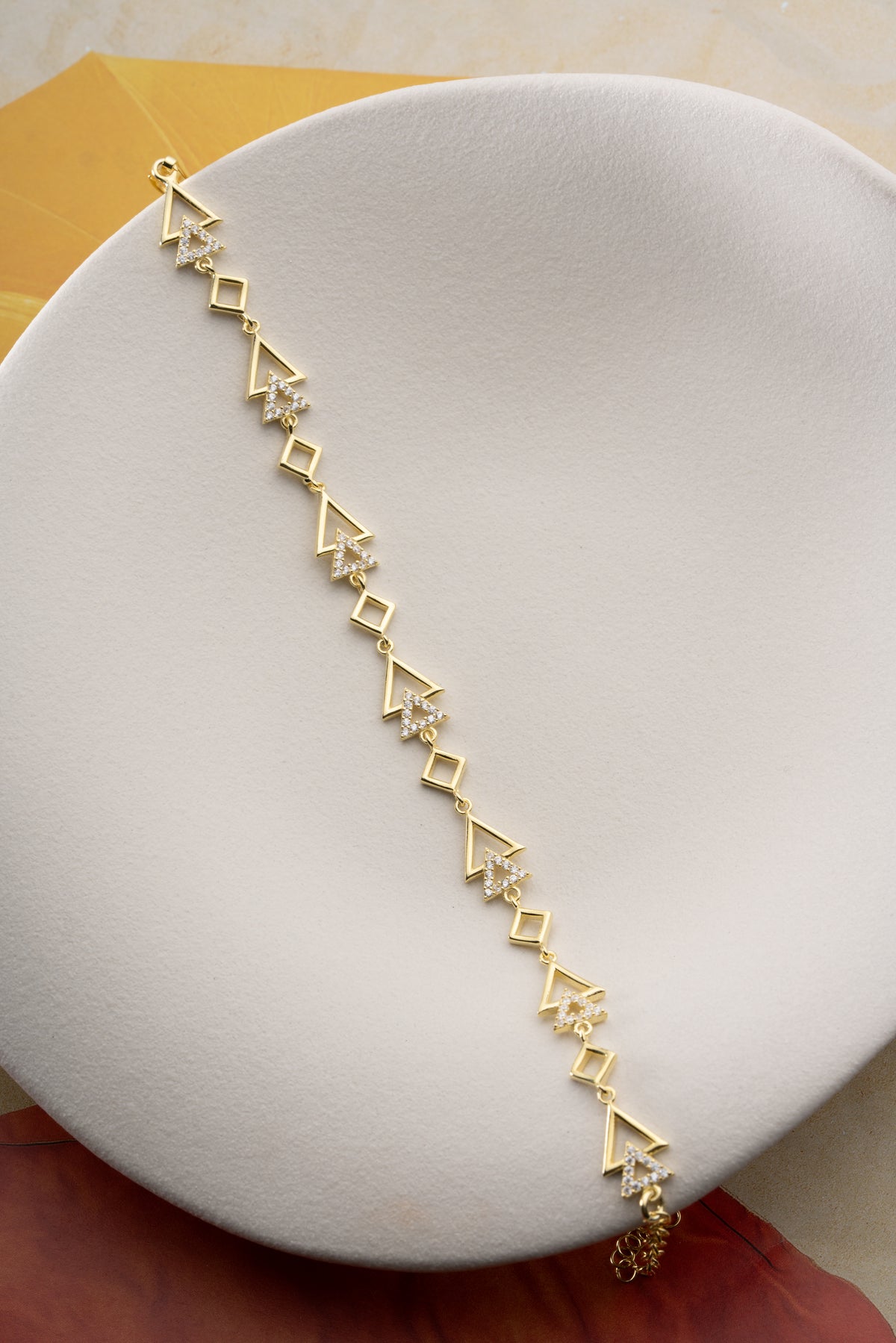 Geometric Triangle Charm Bracelet in Gold