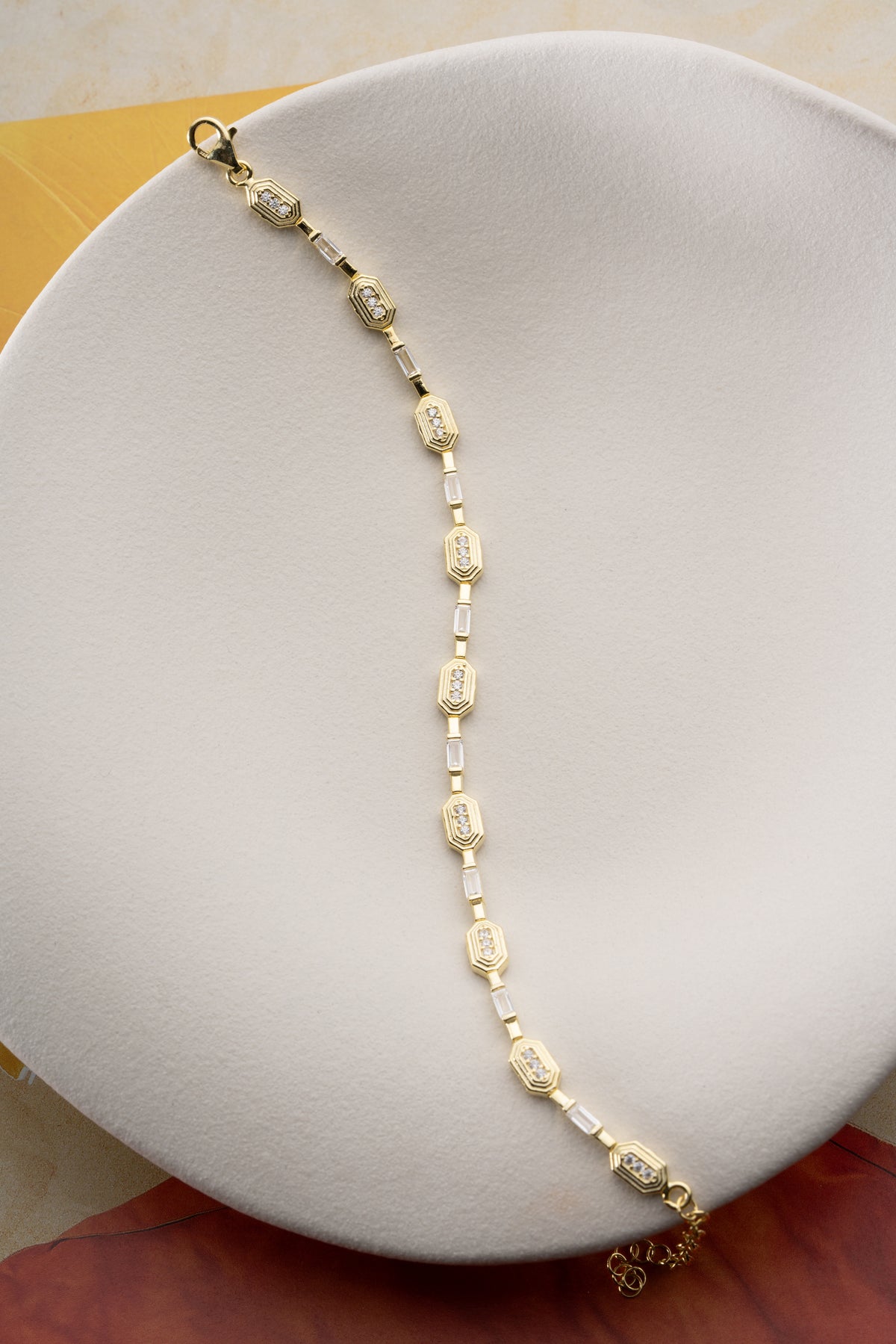 Baguette Cut Station Tennis Bracelet