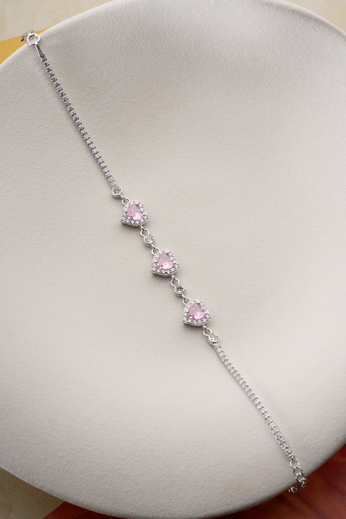 Pink Heart Trio Halo Bracelet
