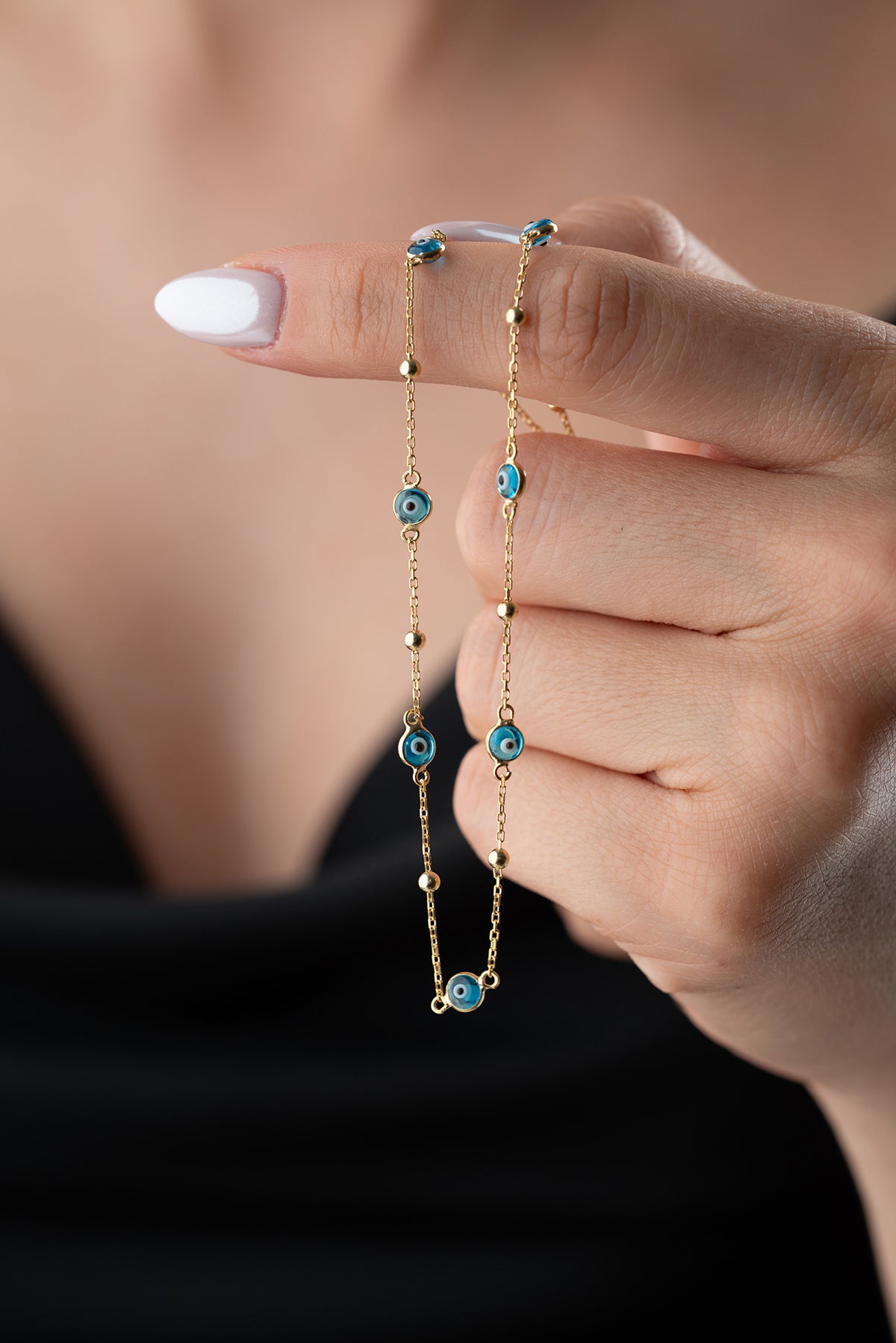 Gold Evil Eye Station Necklace