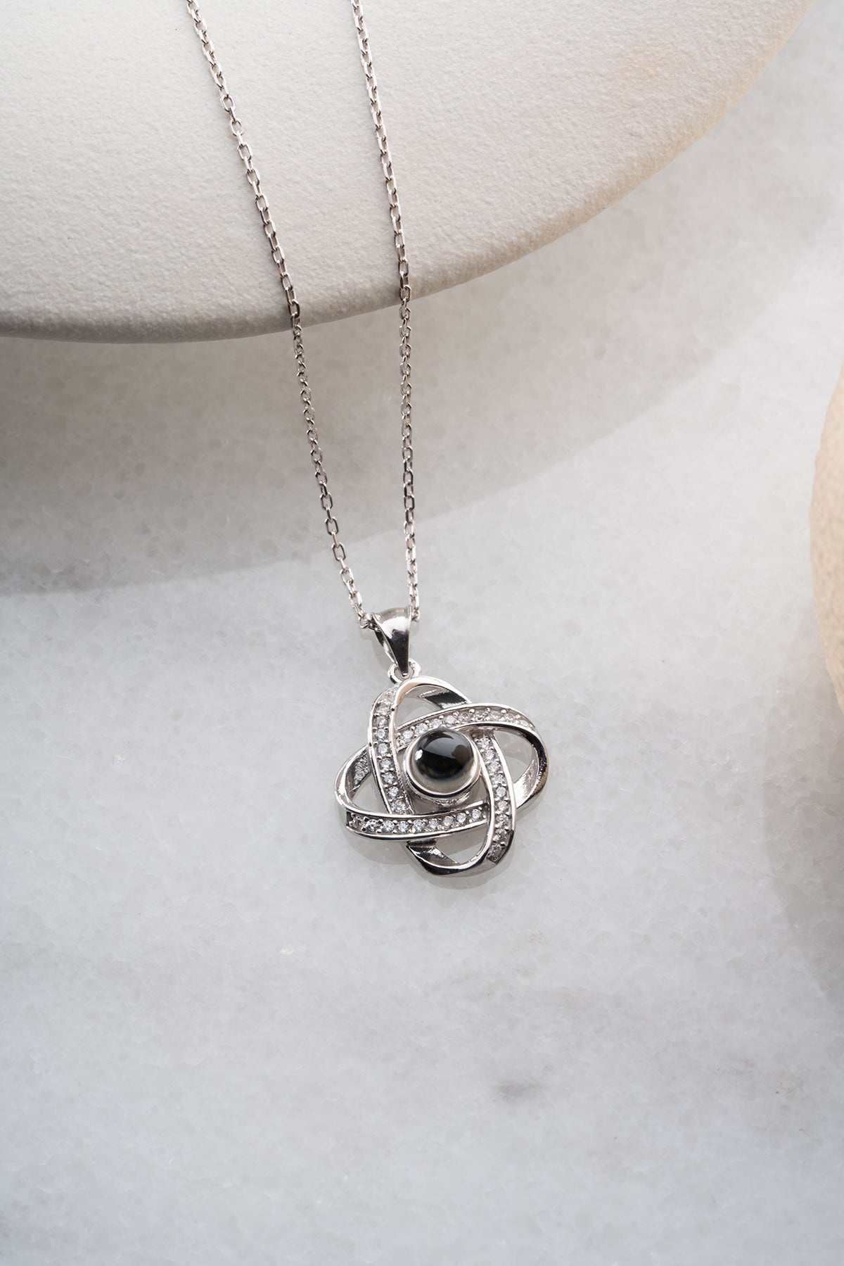 Pearl Infinity Knot Pendant Necklace