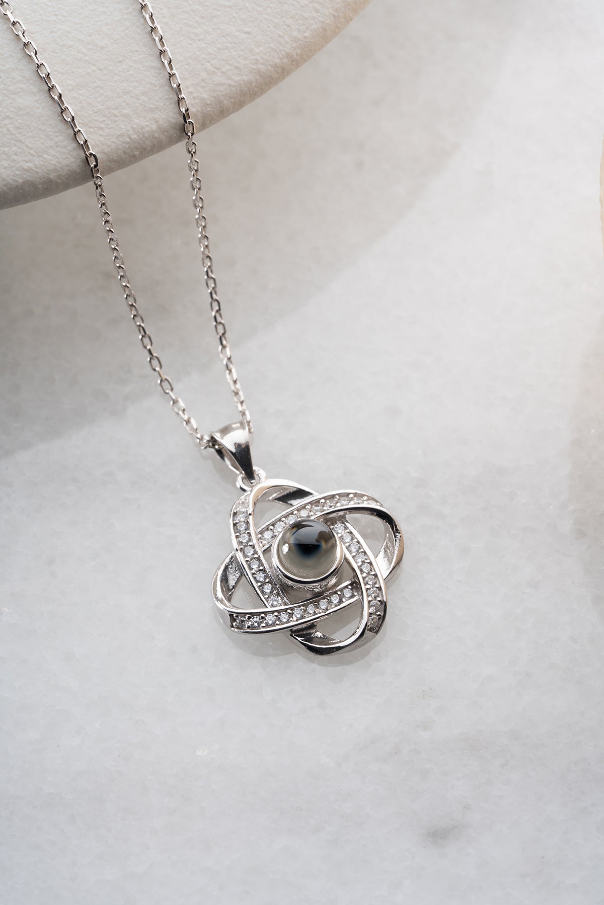 Pearl Infinity Knot Pendant Necklace