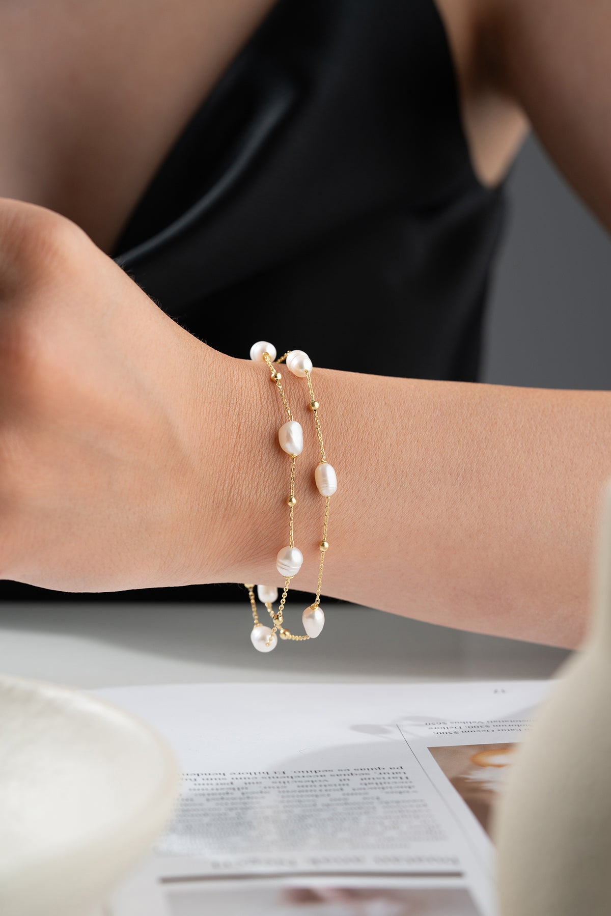 Baroque Pearl Chain Bracelet in Gold