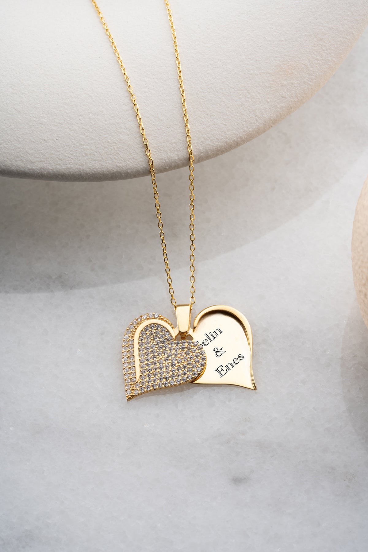 Pave Heart Pendant Necklace in Gold