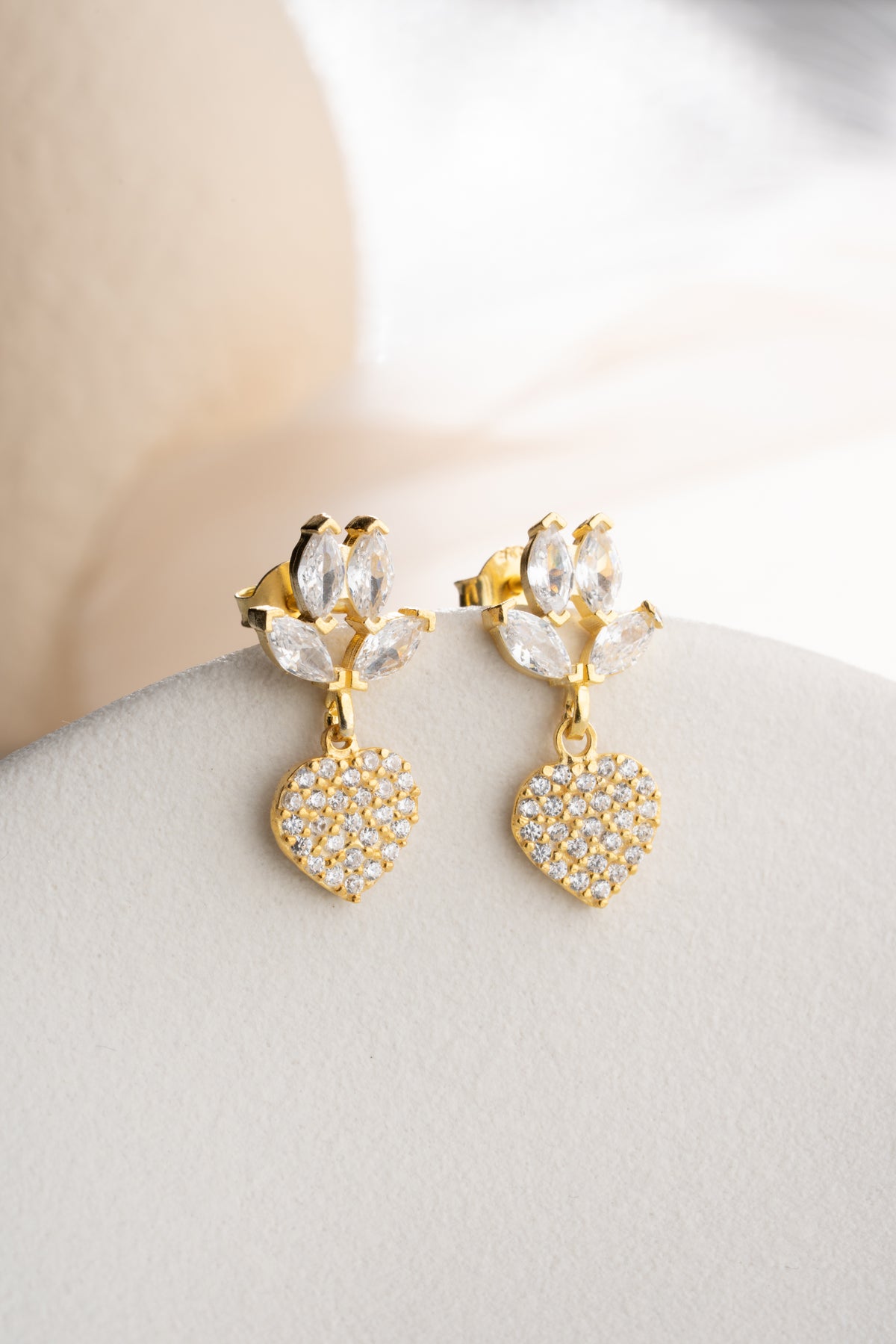 Crystal Cluster Heart Drop Earrings