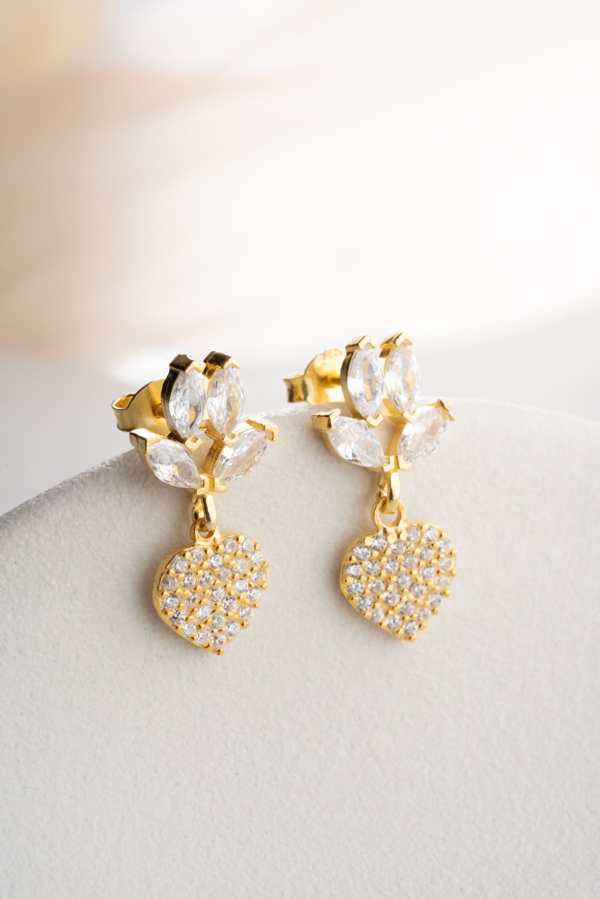 Crystal Cluster Heart Drop Earrings
