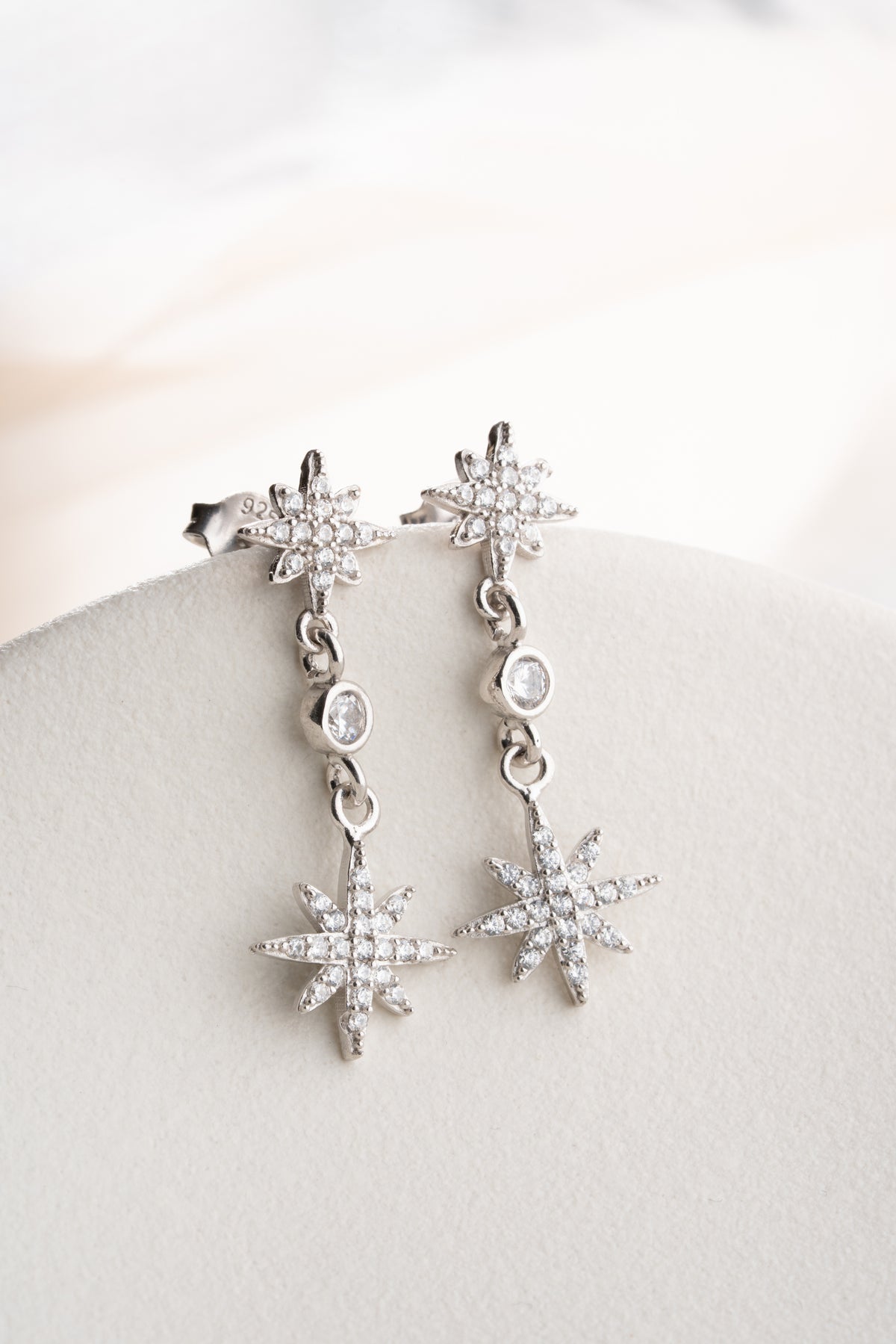 North Star Drop Earrings in Silver