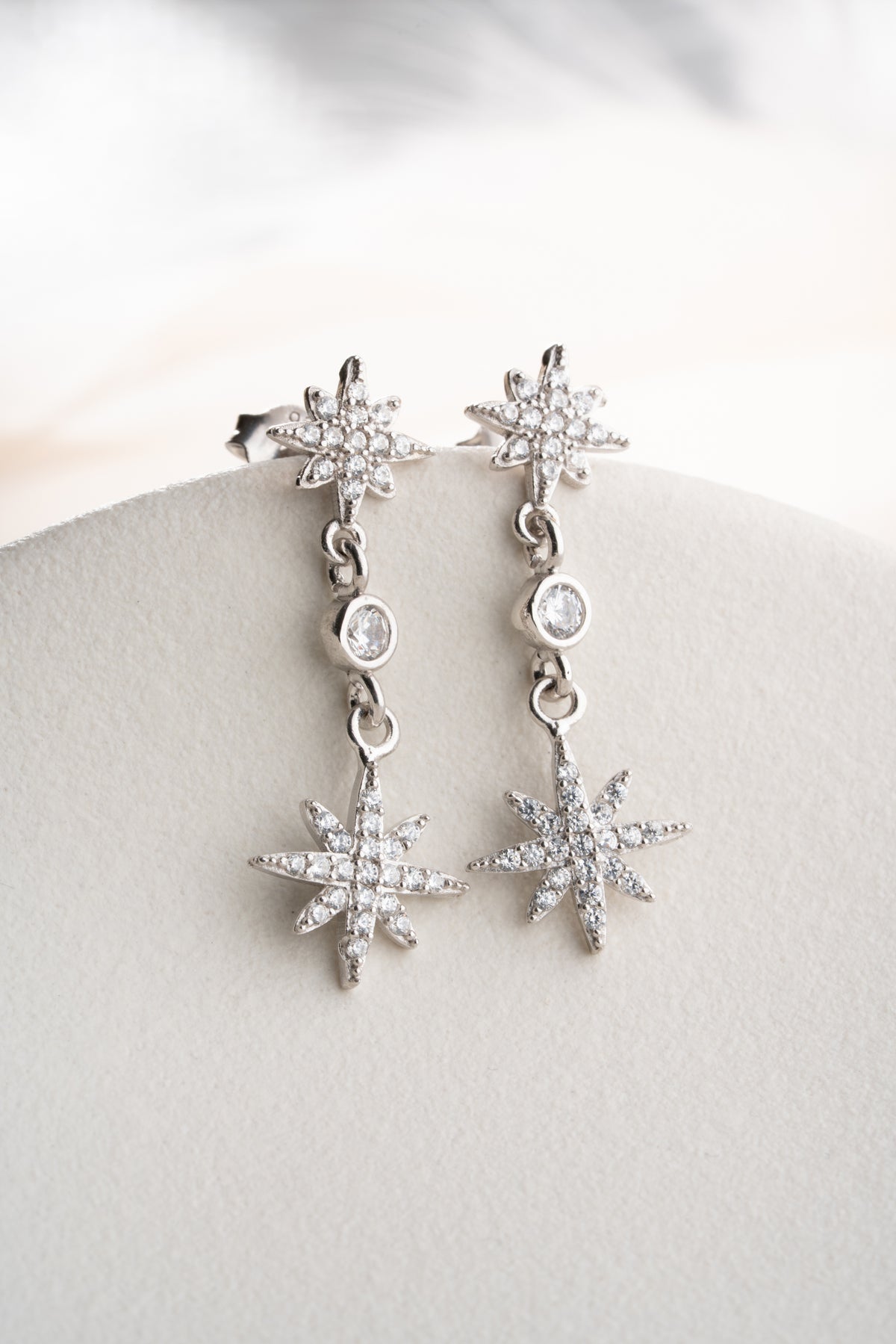 North Star Drop Earrings in Silver