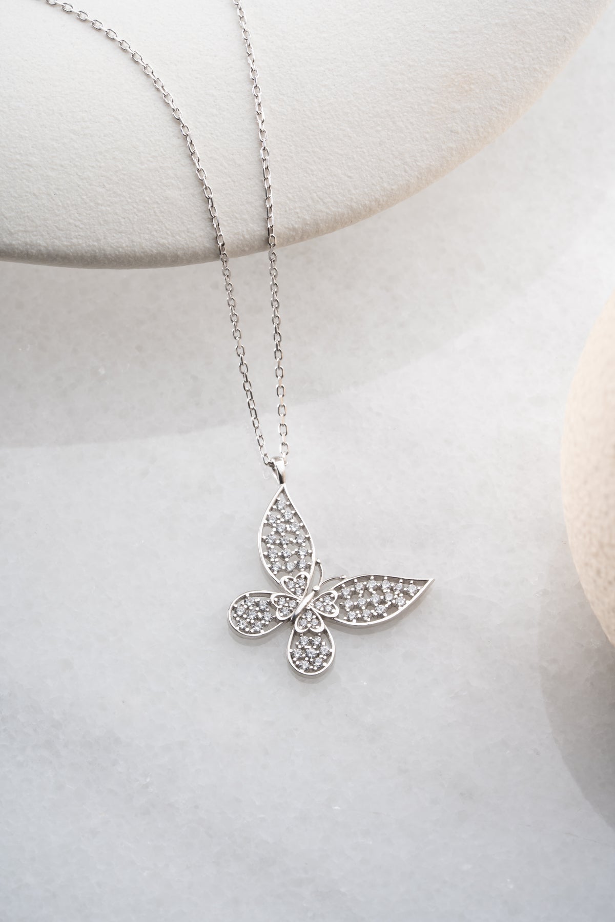 Pave Crystal Butterfly Necklace