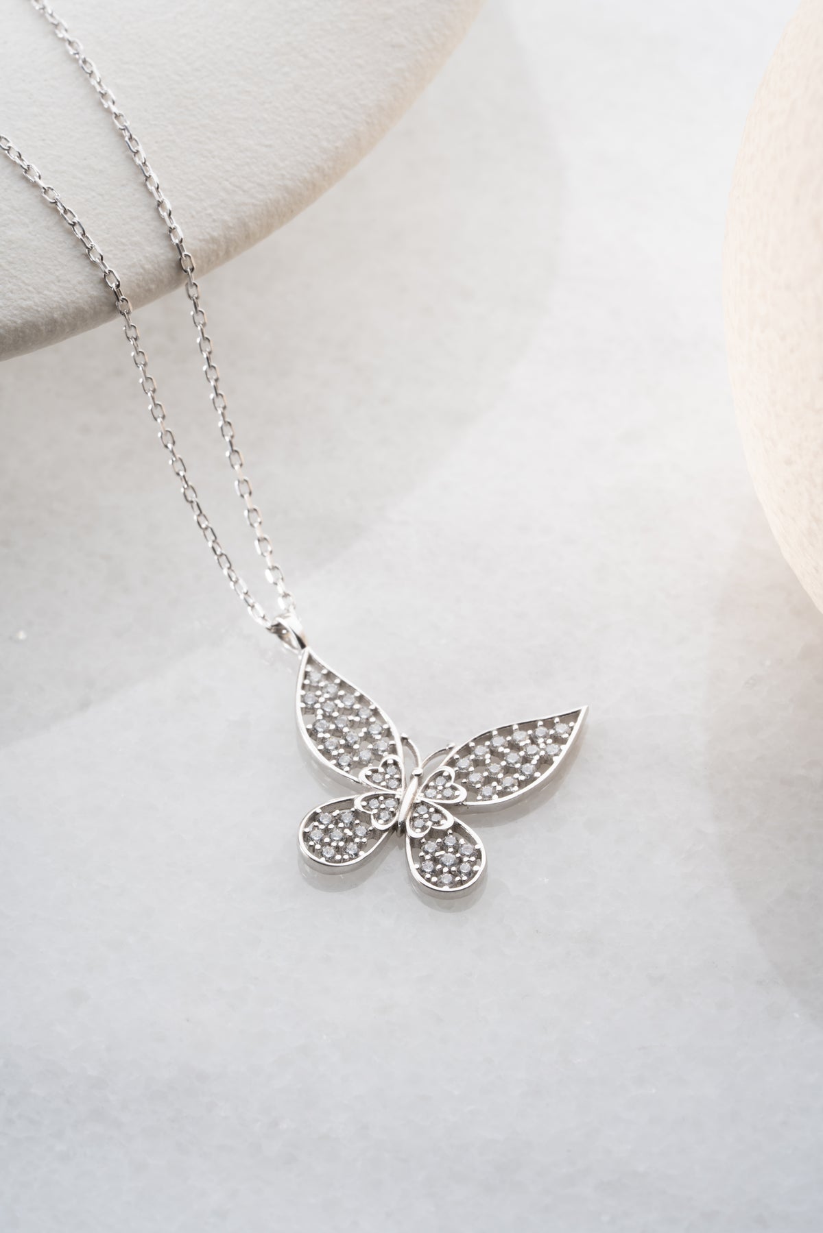 Pave Crystal Butterfly Necklace