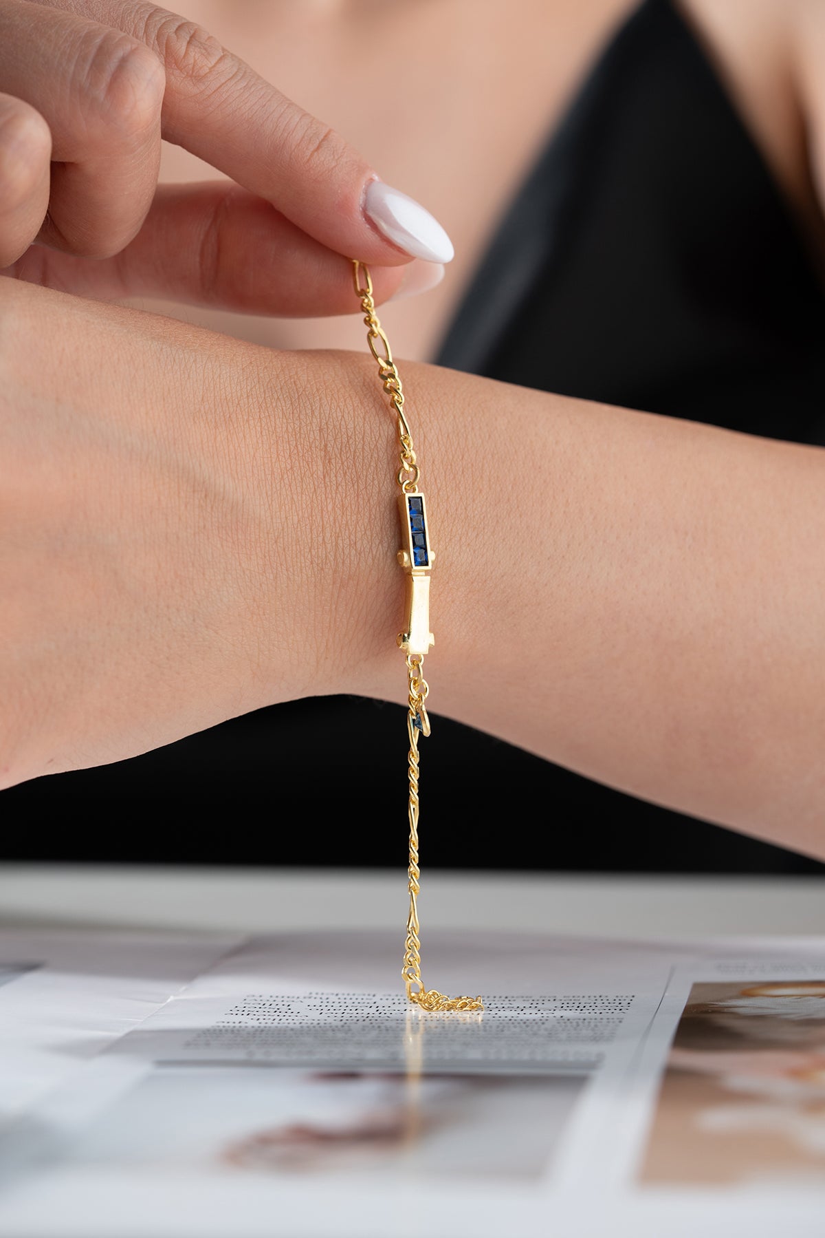 Sapphire Blue Crystal Bar Bracelet