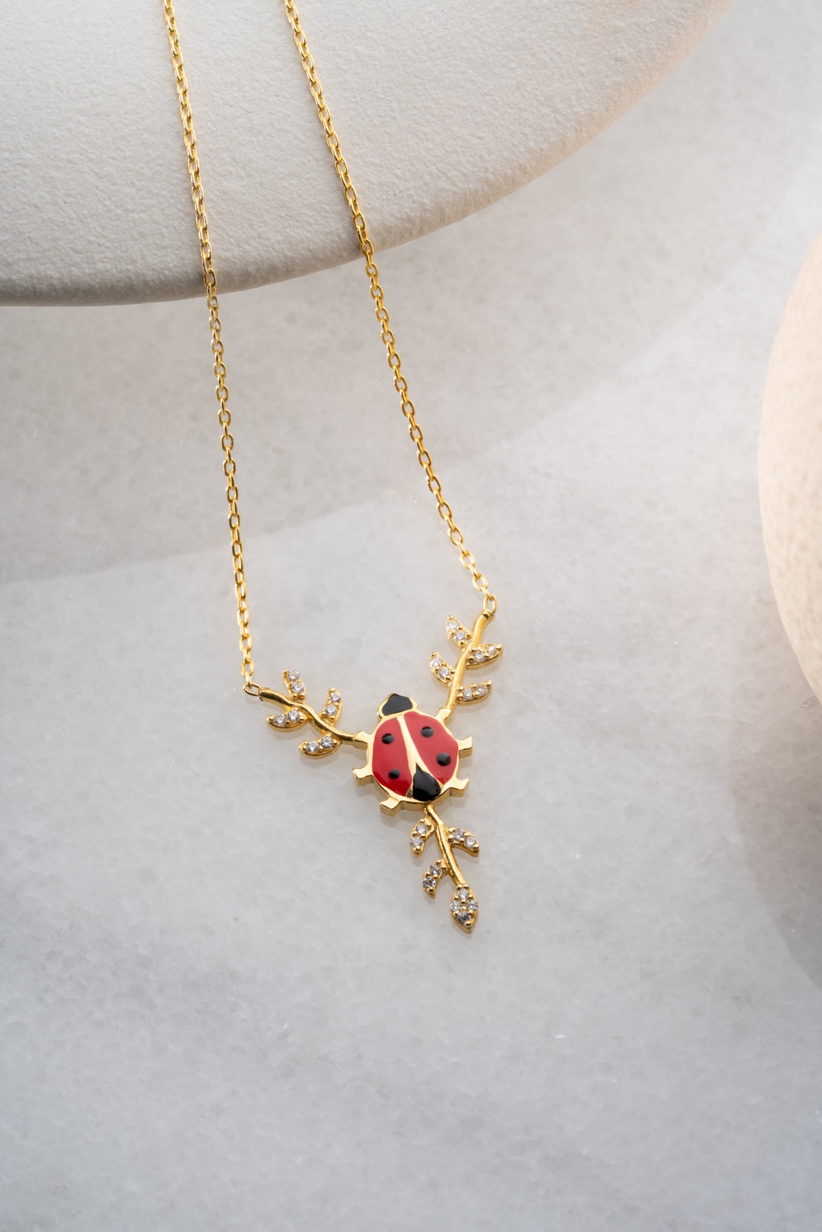 Ladybug Vine Branch Necklace