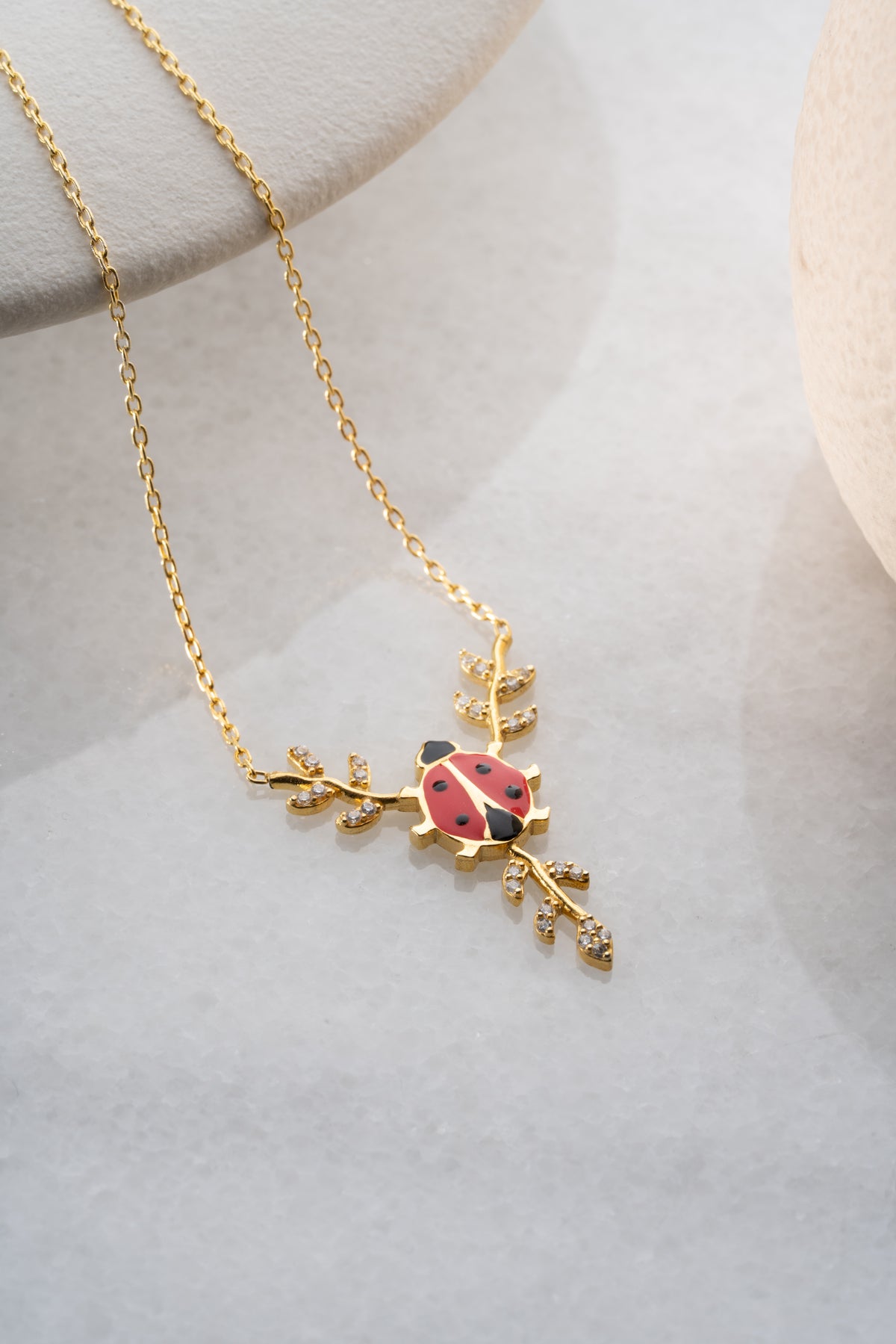 Ladybug Vine Branch Necklace