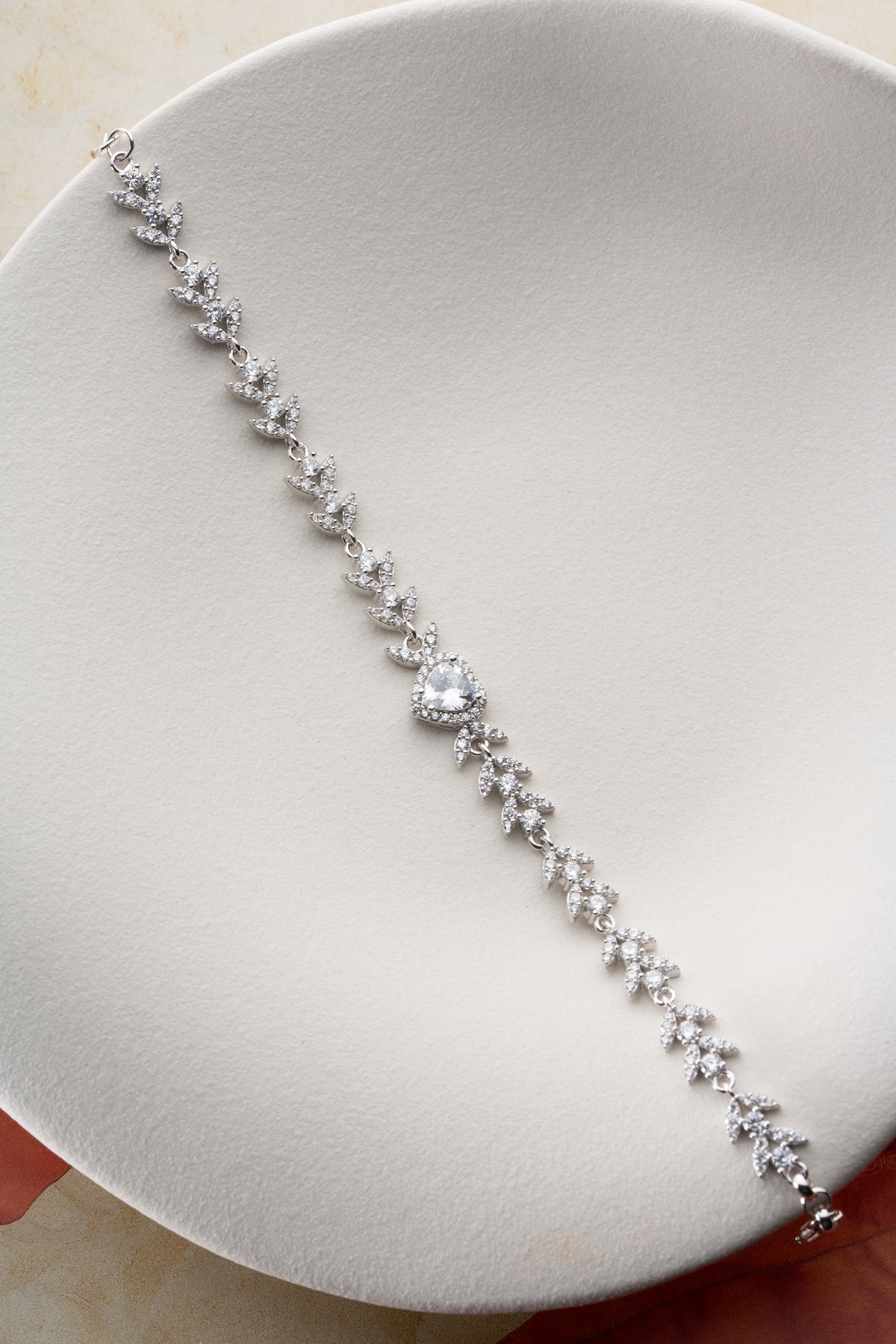 Heart Vine Crystal Bracelet in Silver