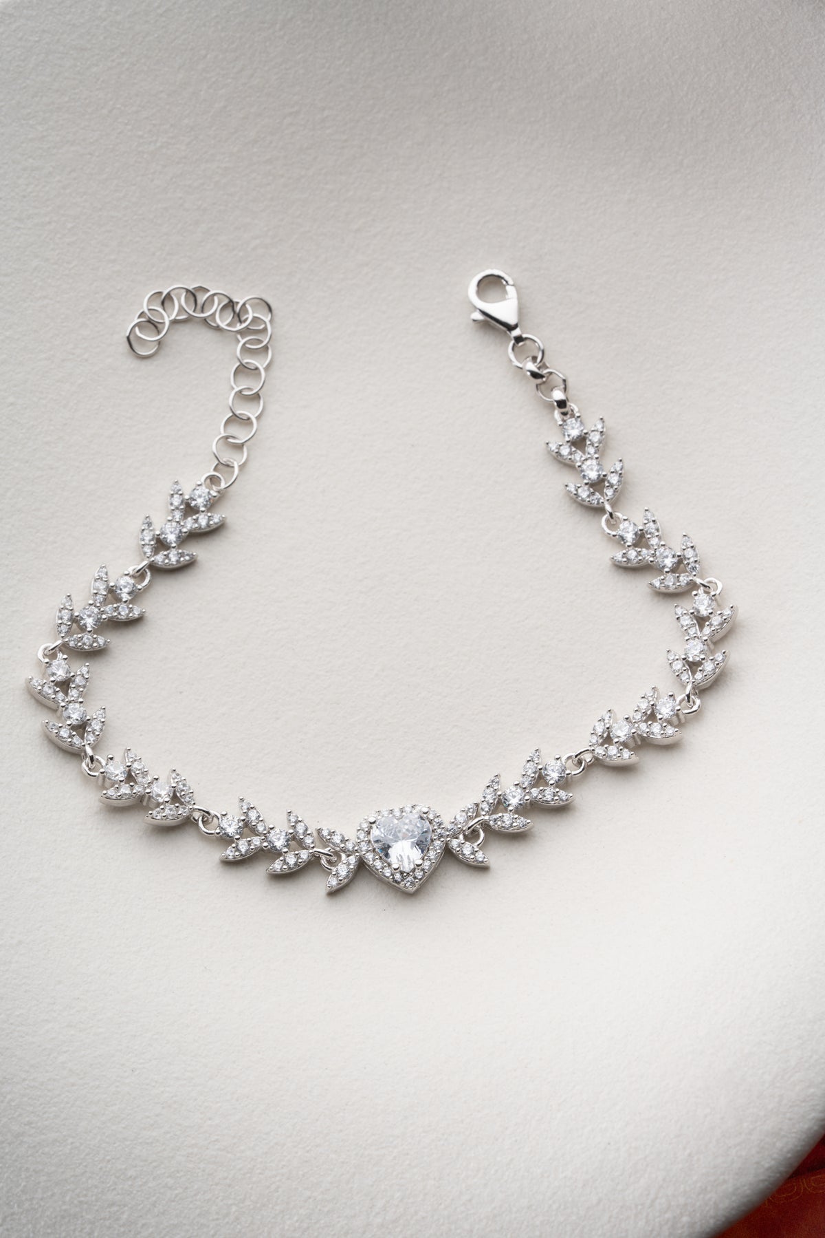 Heart Vine Crystal Bracelet in Silver