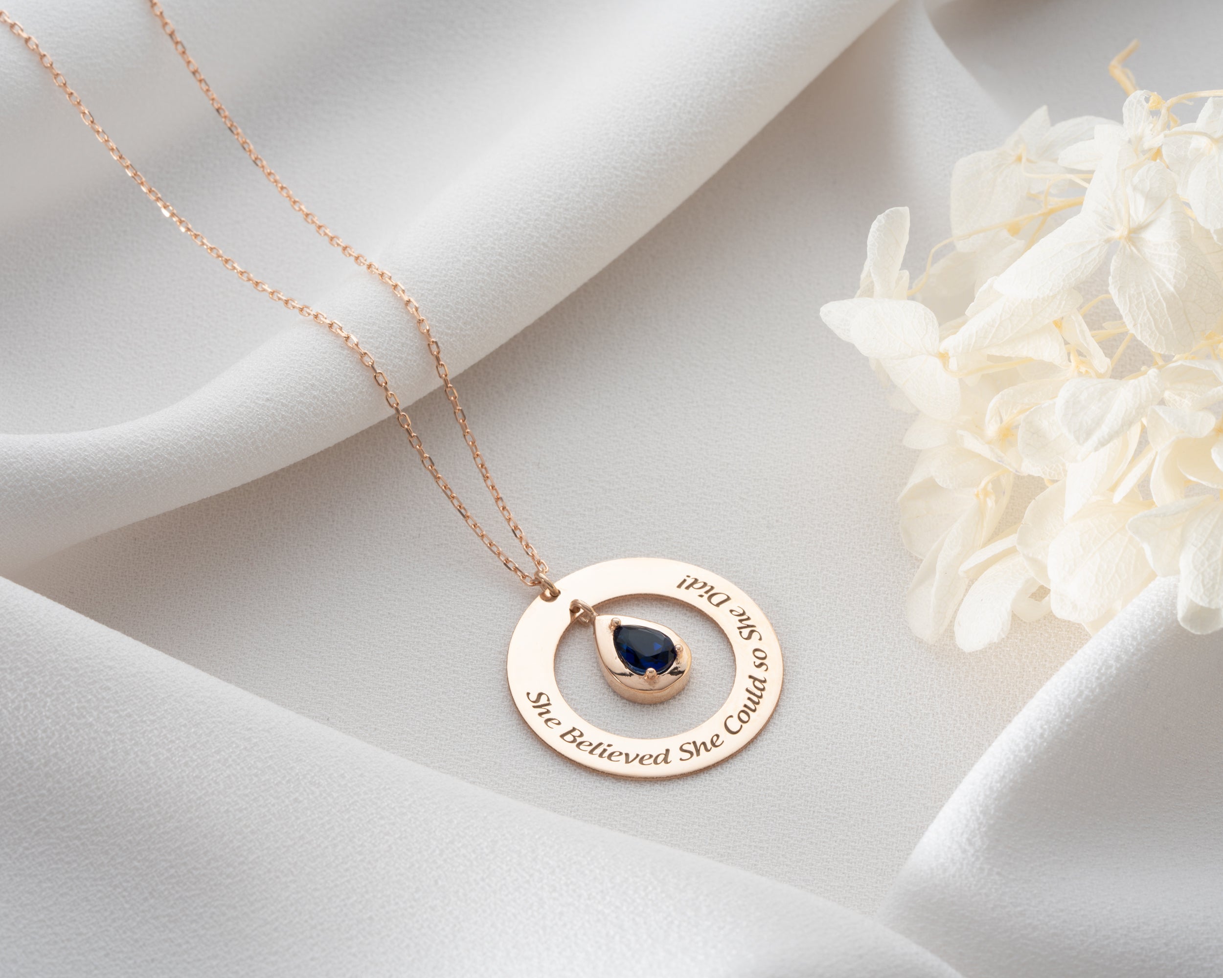 She Believed She Could Birthstone Necklace