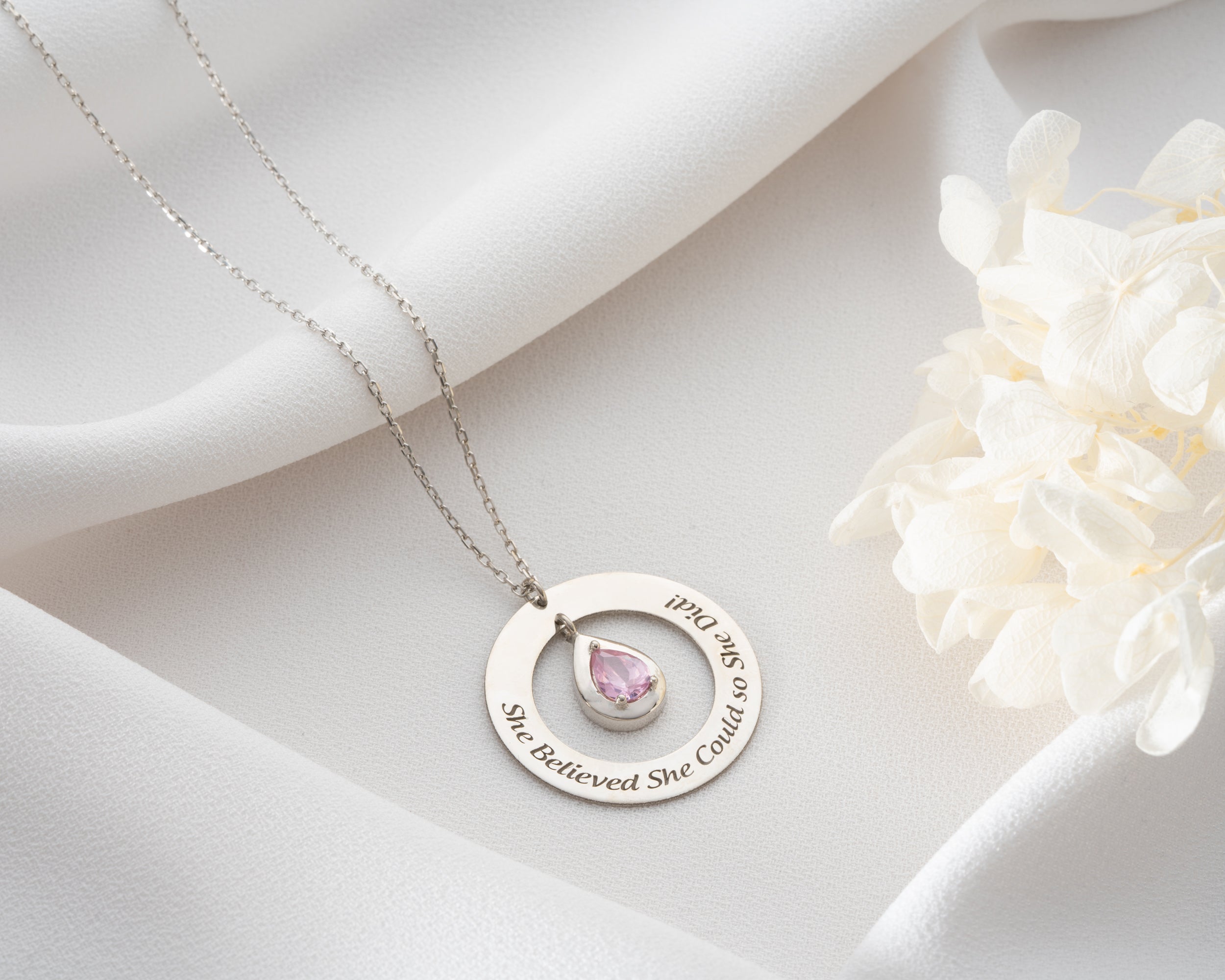 She Believed She Could Birthstone Necklace