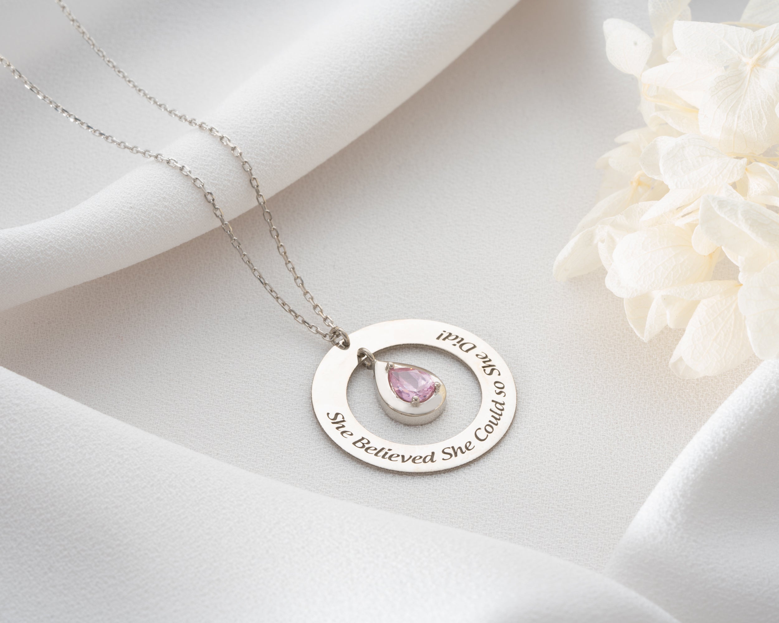 She Believed She Could Birthstone Necklace