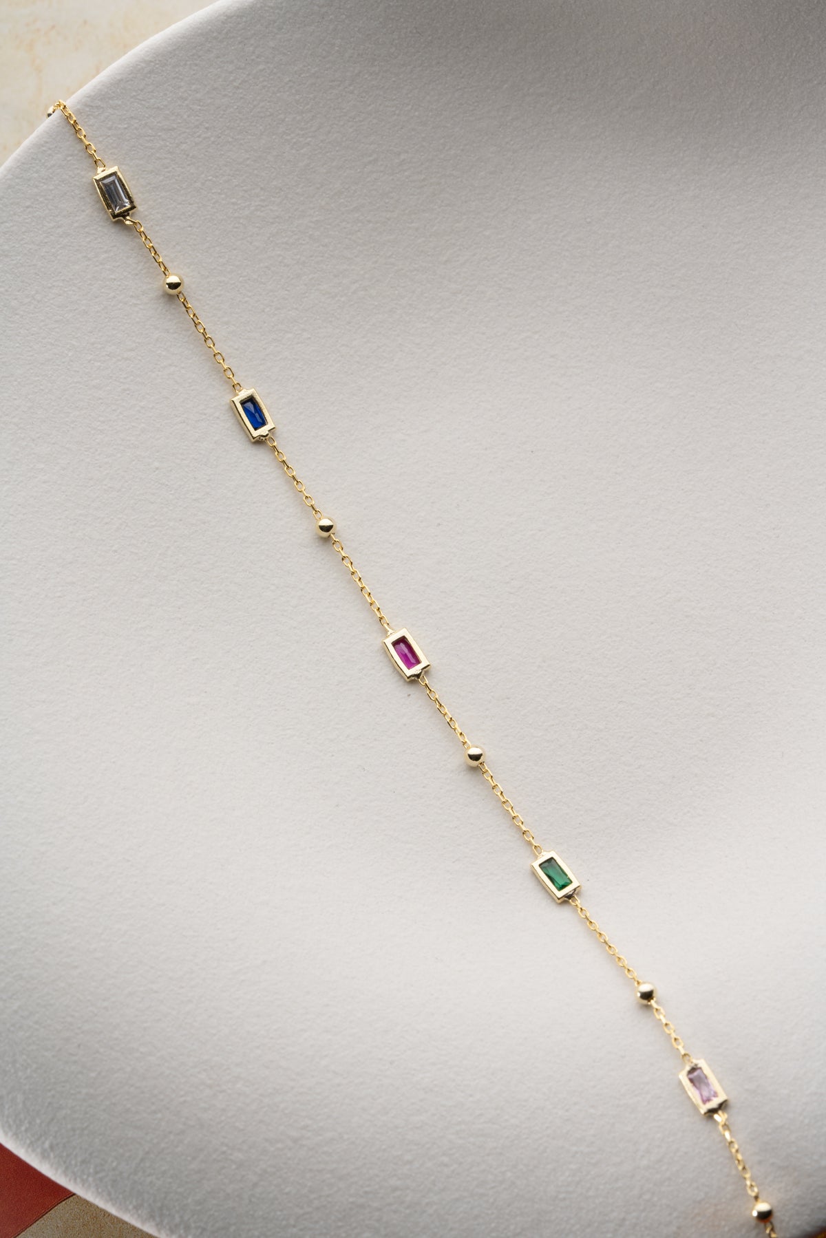 Colorful Baguette Gemstone Bracelet in Gold