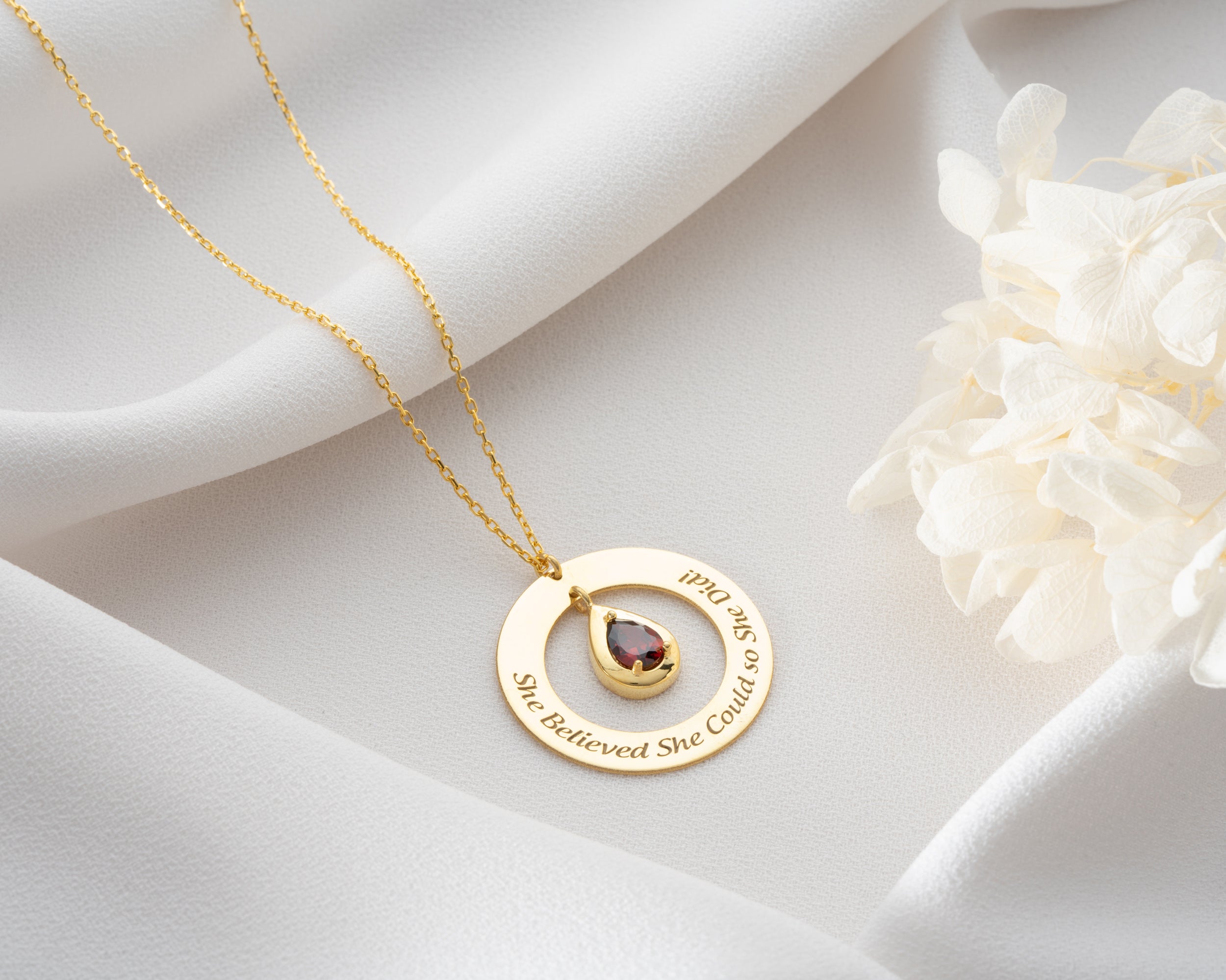 She Believed She Could Birthstone Necklace