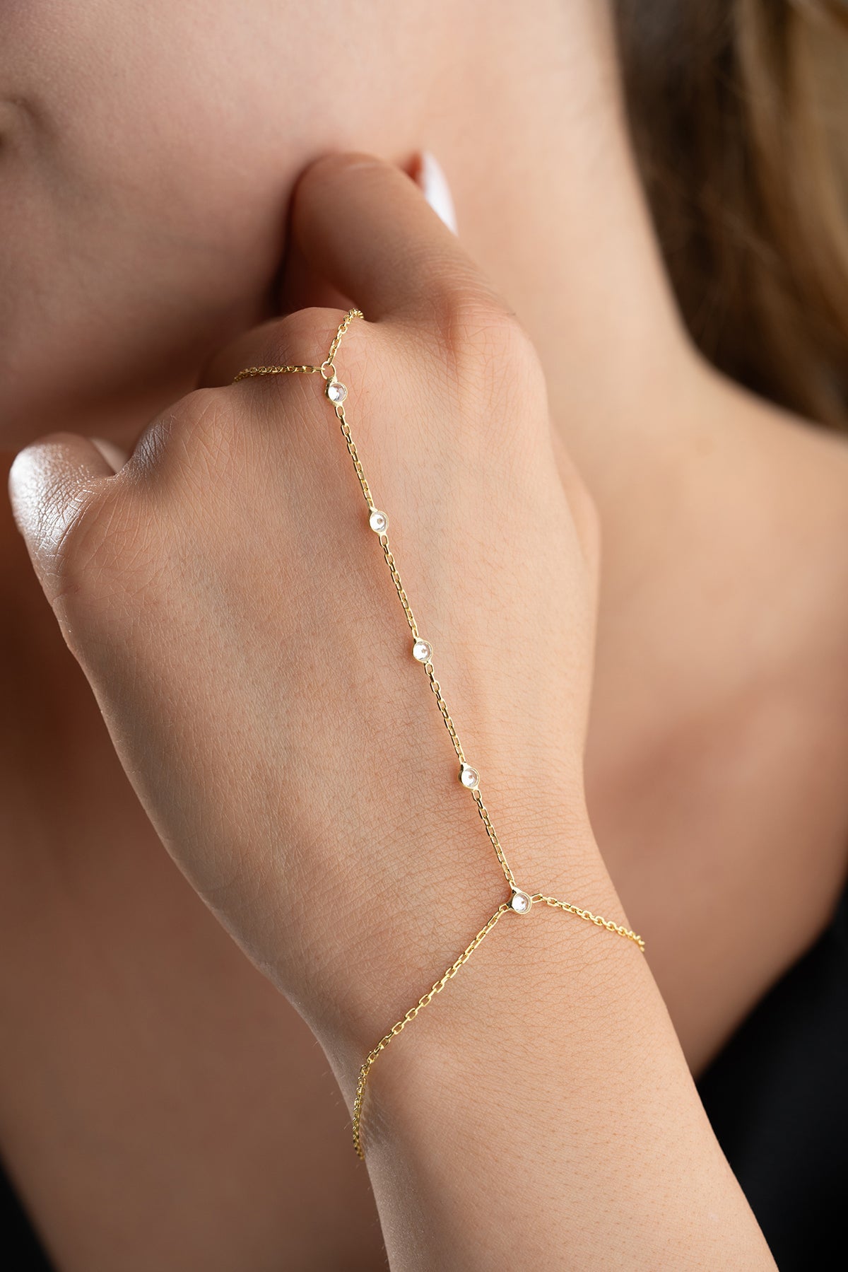 Crystal Station Hand Chain Bracelet