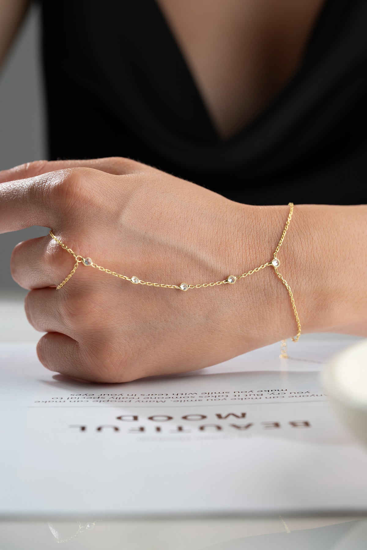 Crystal Station Hand Chain Bracelet