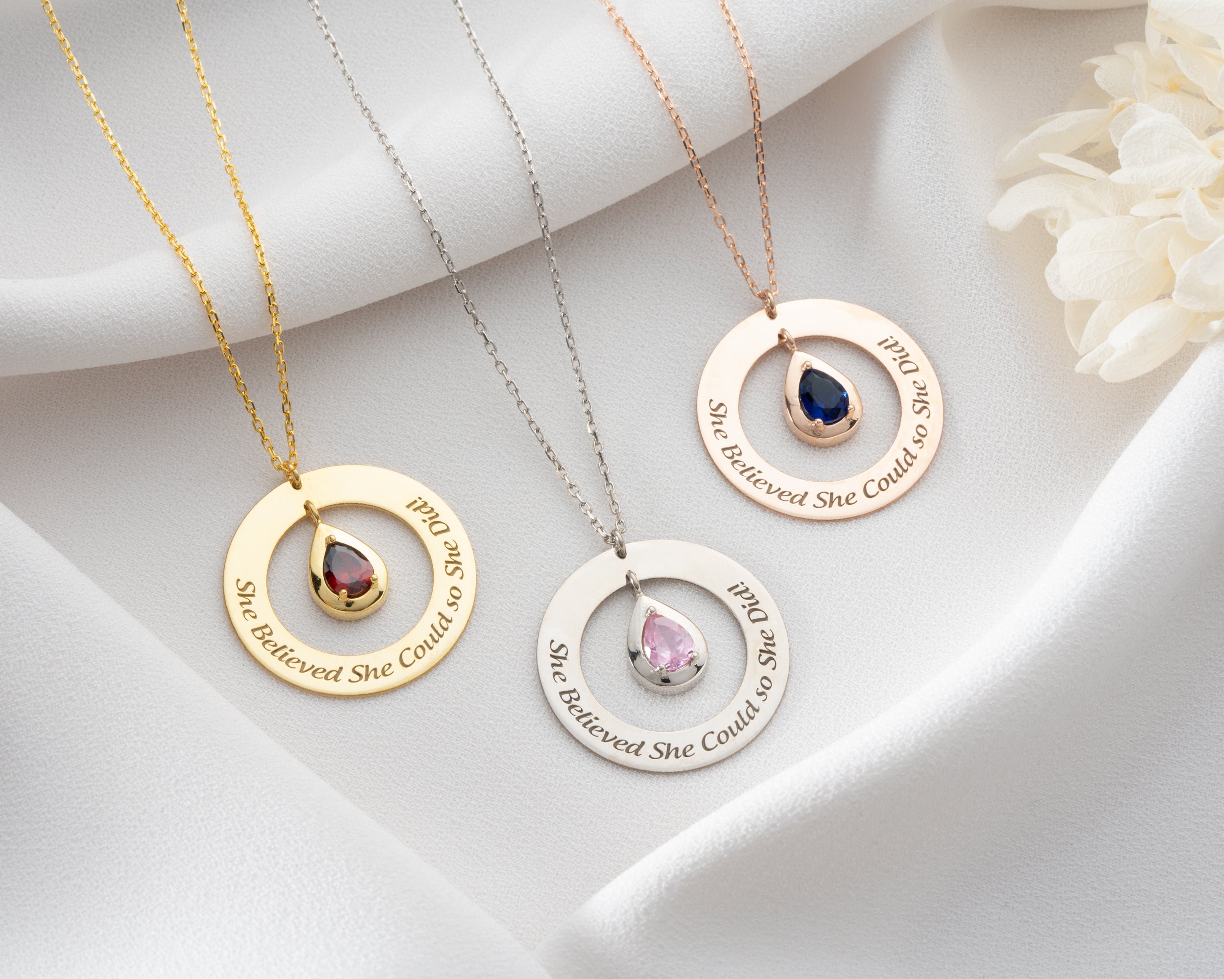 She Believed She Could Birthstone Necklace