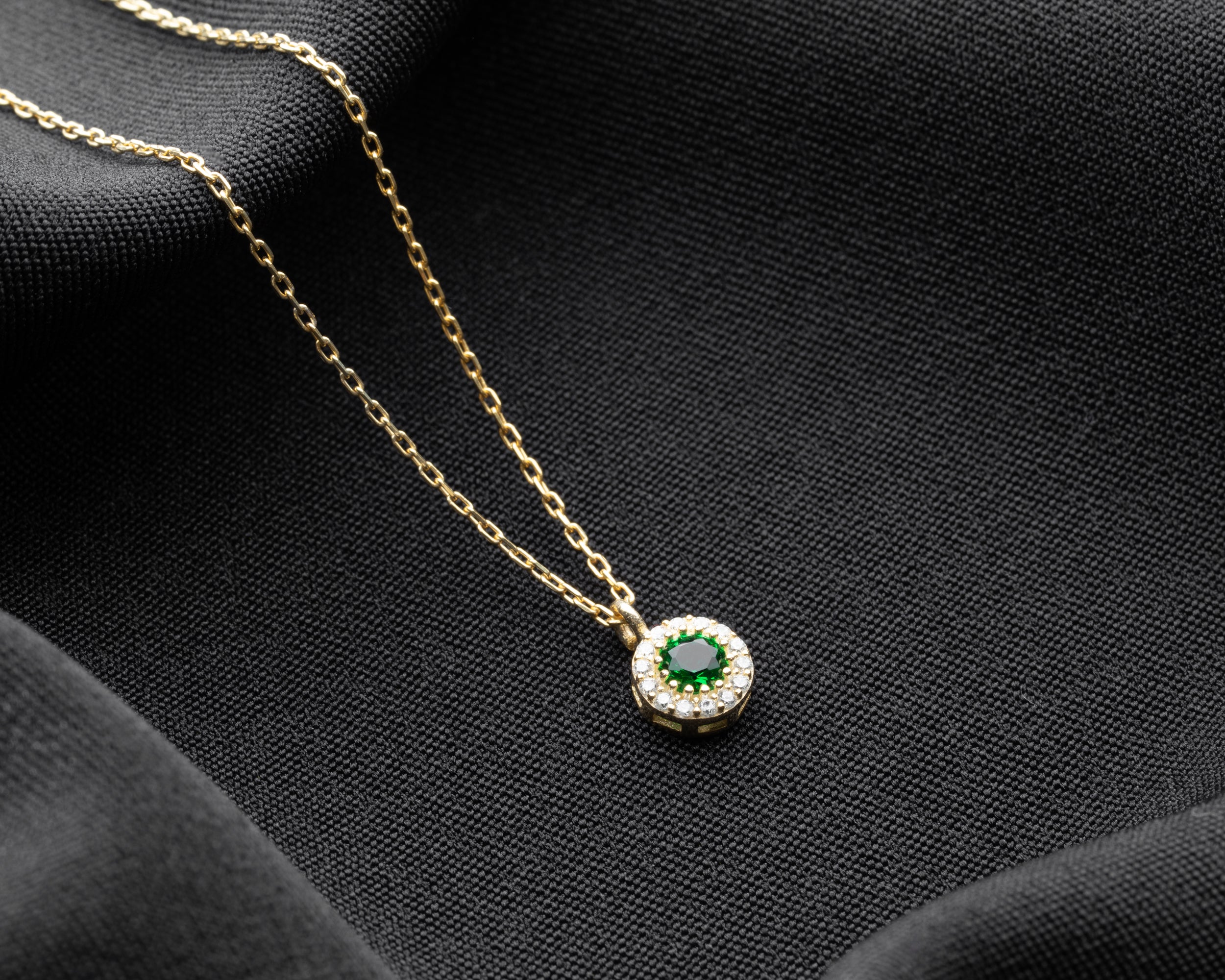 Custom Birthstone Halo Pendant Necklace