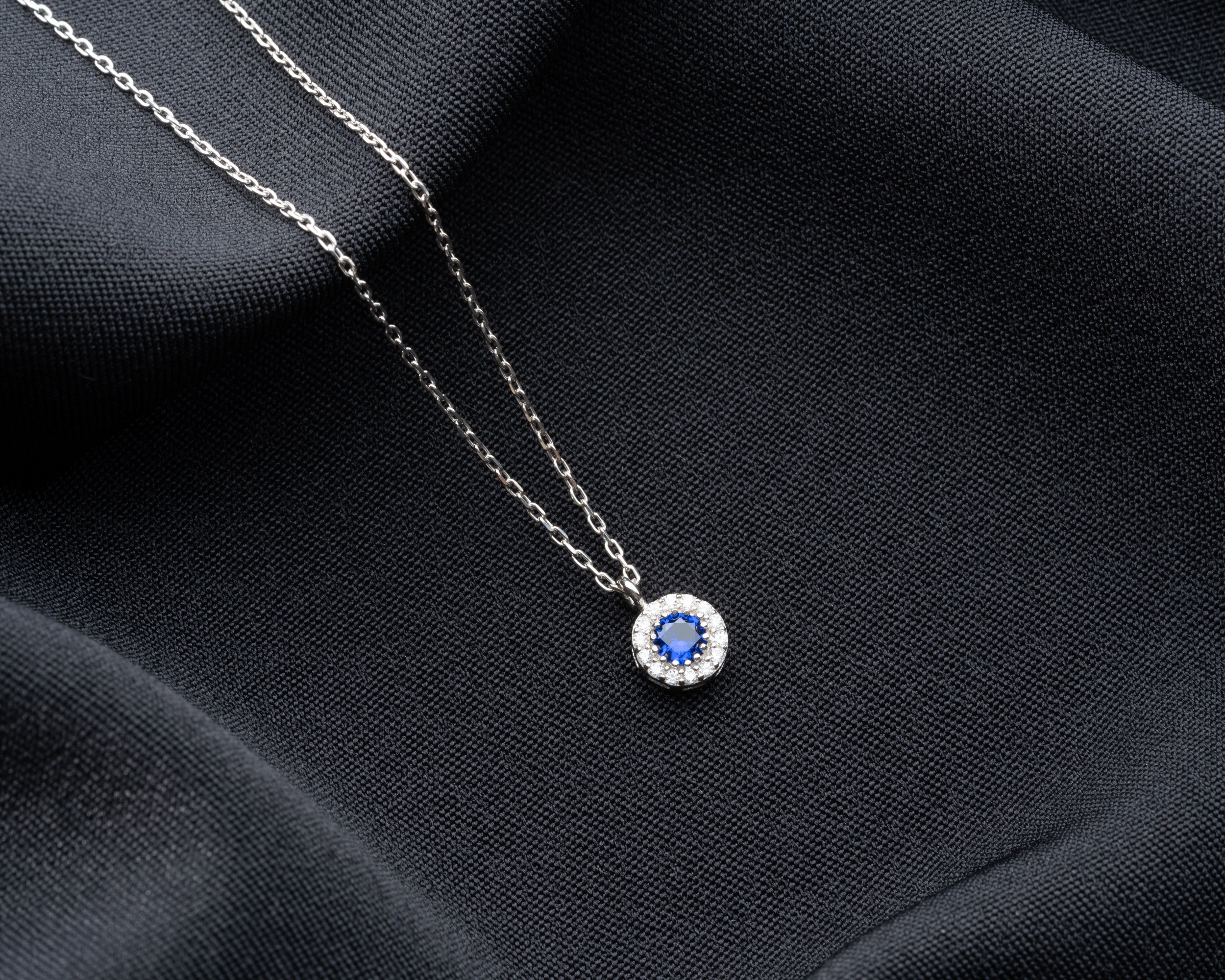 Custom Birthstone Halo Pendant Necklace