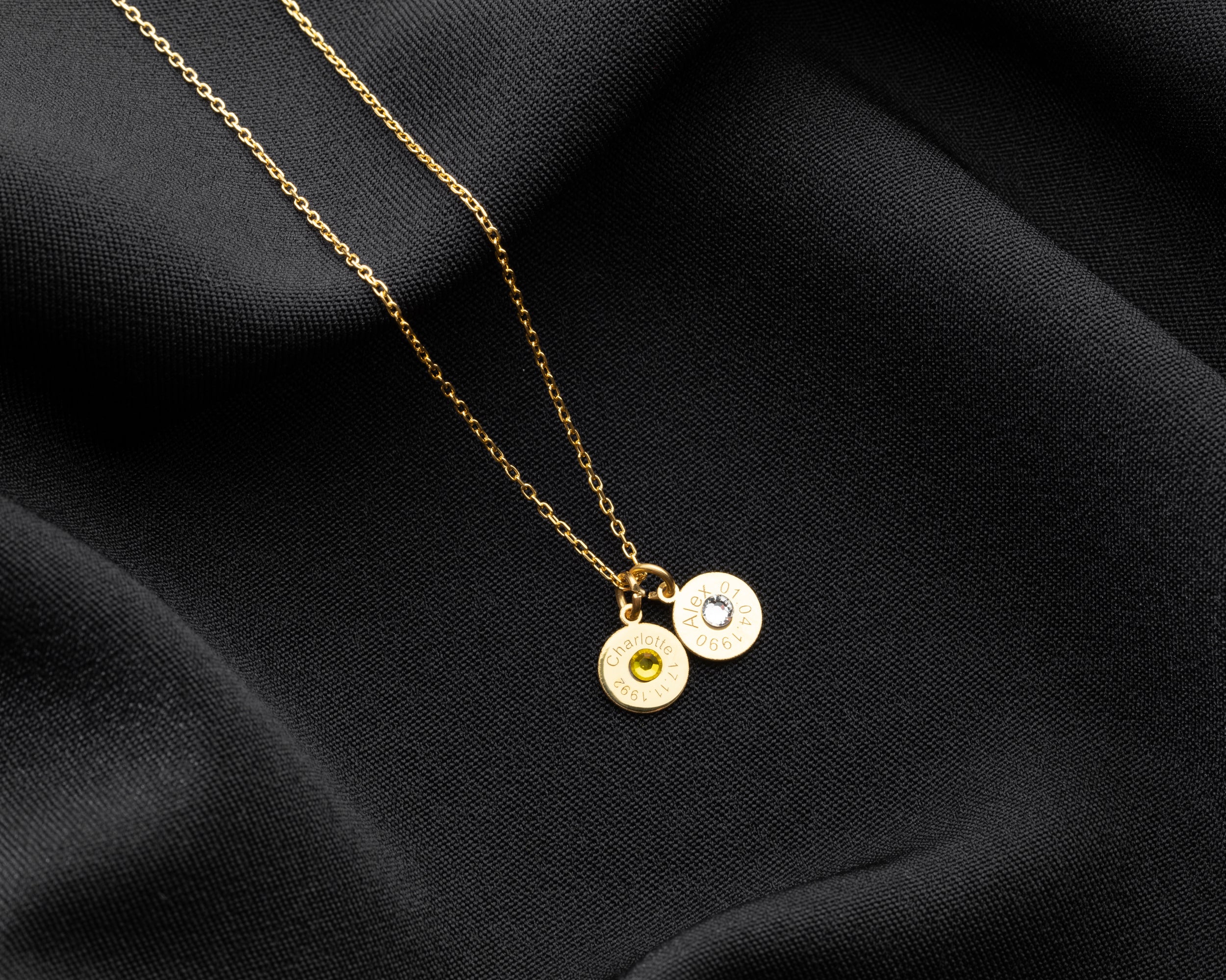 Engraved Name Birthstone Disc Necklace