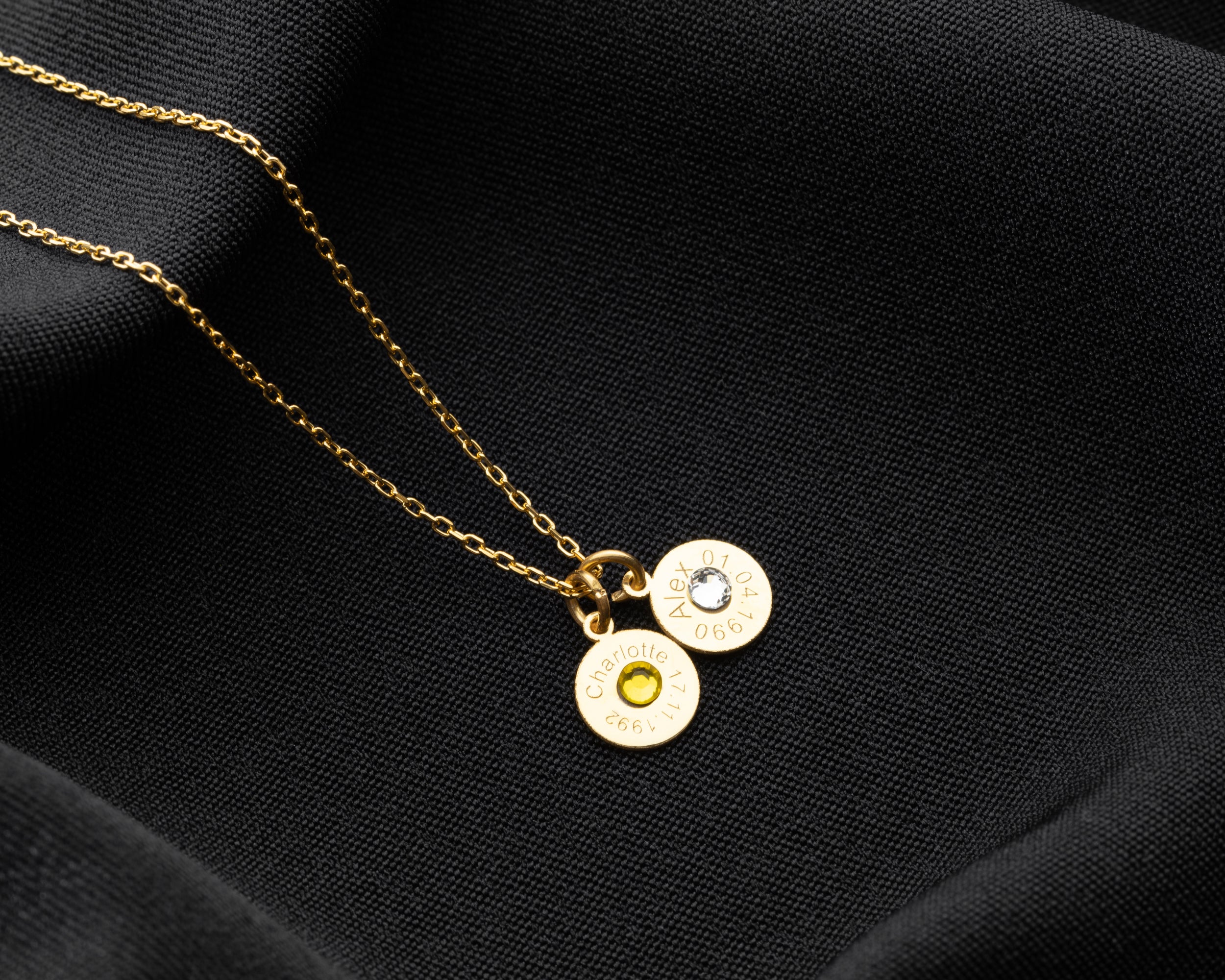 Engraved Name Birthstone Disc Necklace
