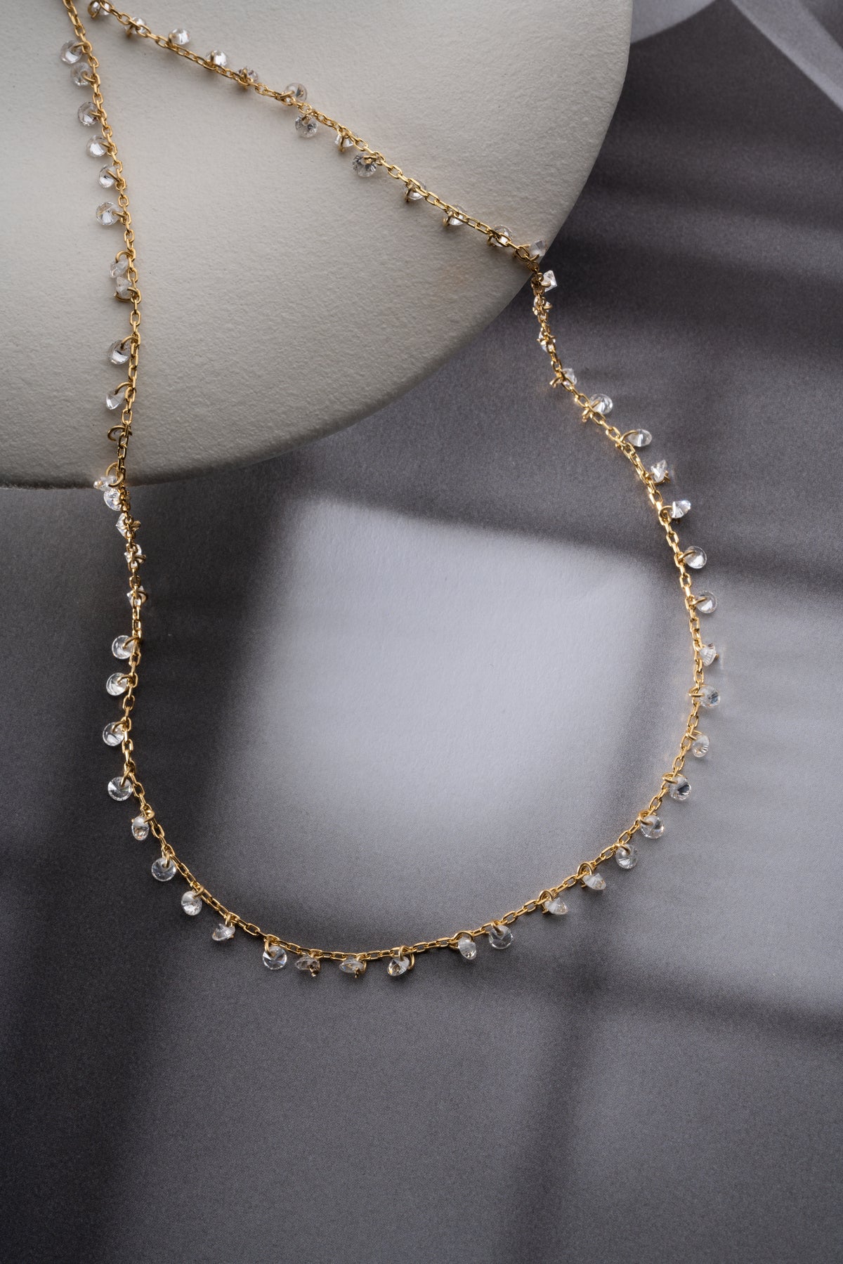 Scattered Crystal Drop Chain Necklace