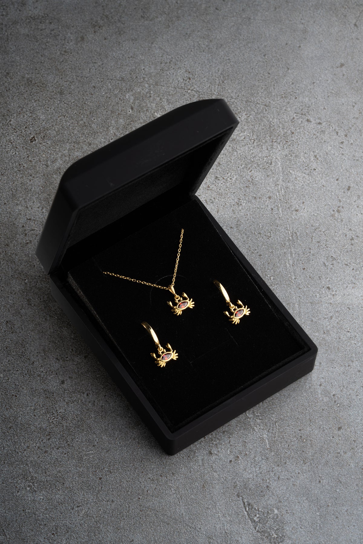 Crab Charm Necklace and Earring Set