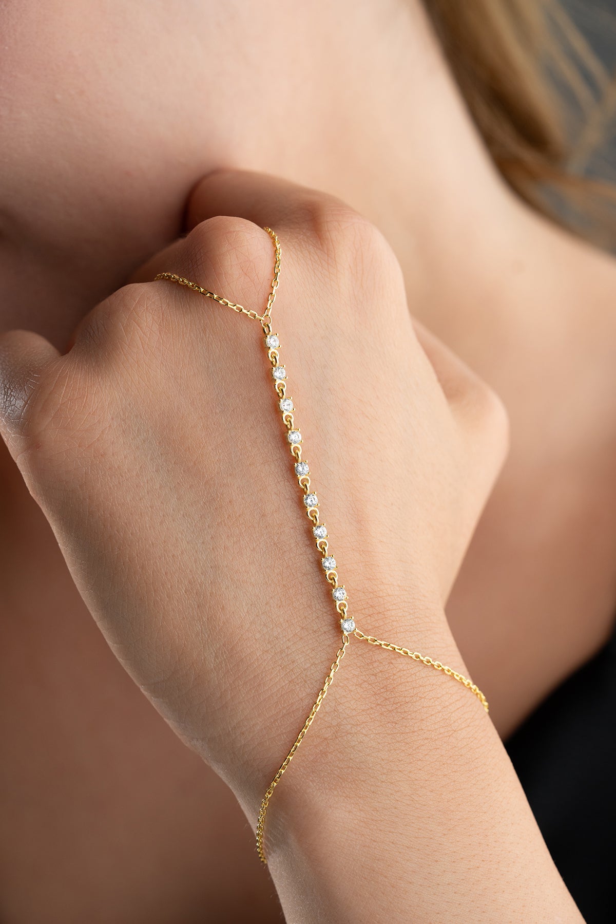 Sparkling Crystal Row Hand Chain