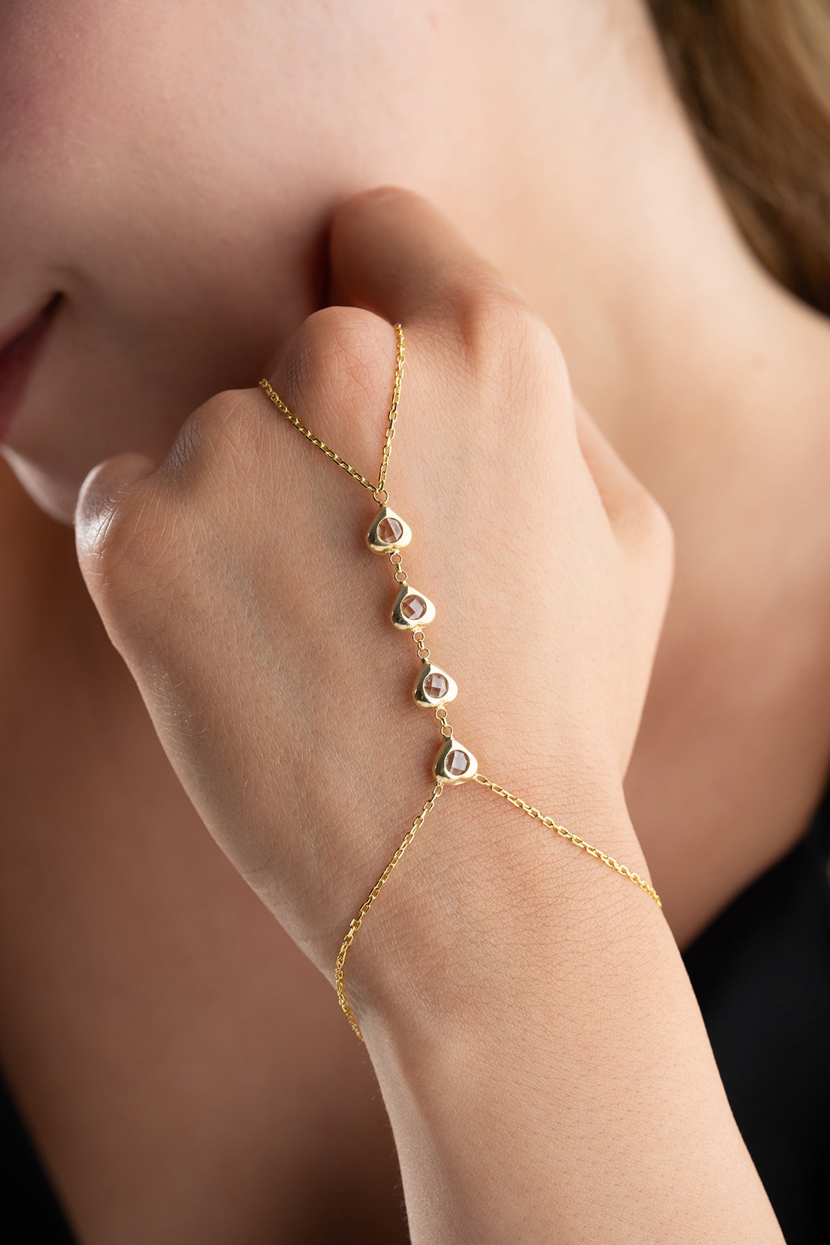 Heart Crystal Hand Chain Bracelet