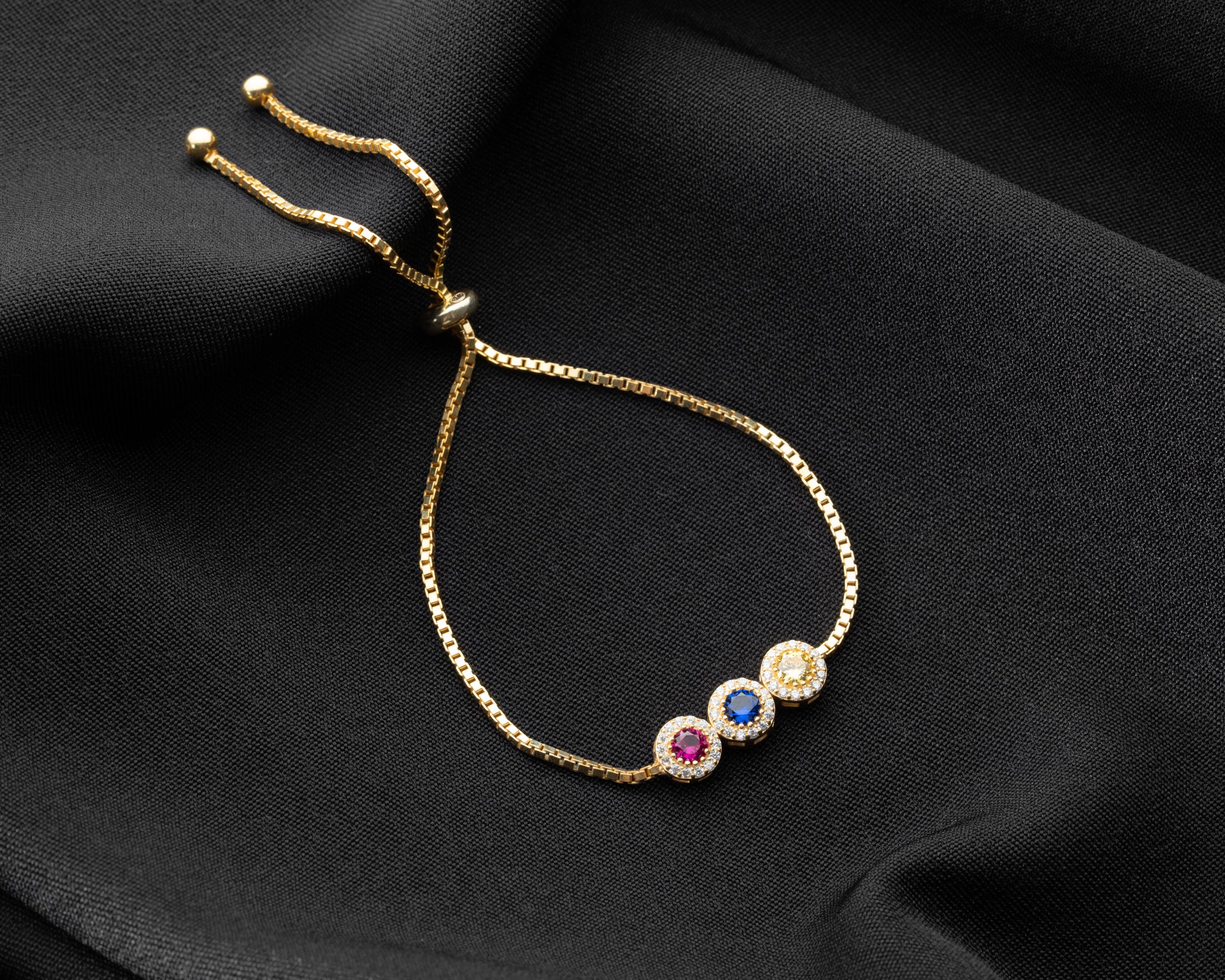 Custom Birthstone Halo Slider Bracelet
