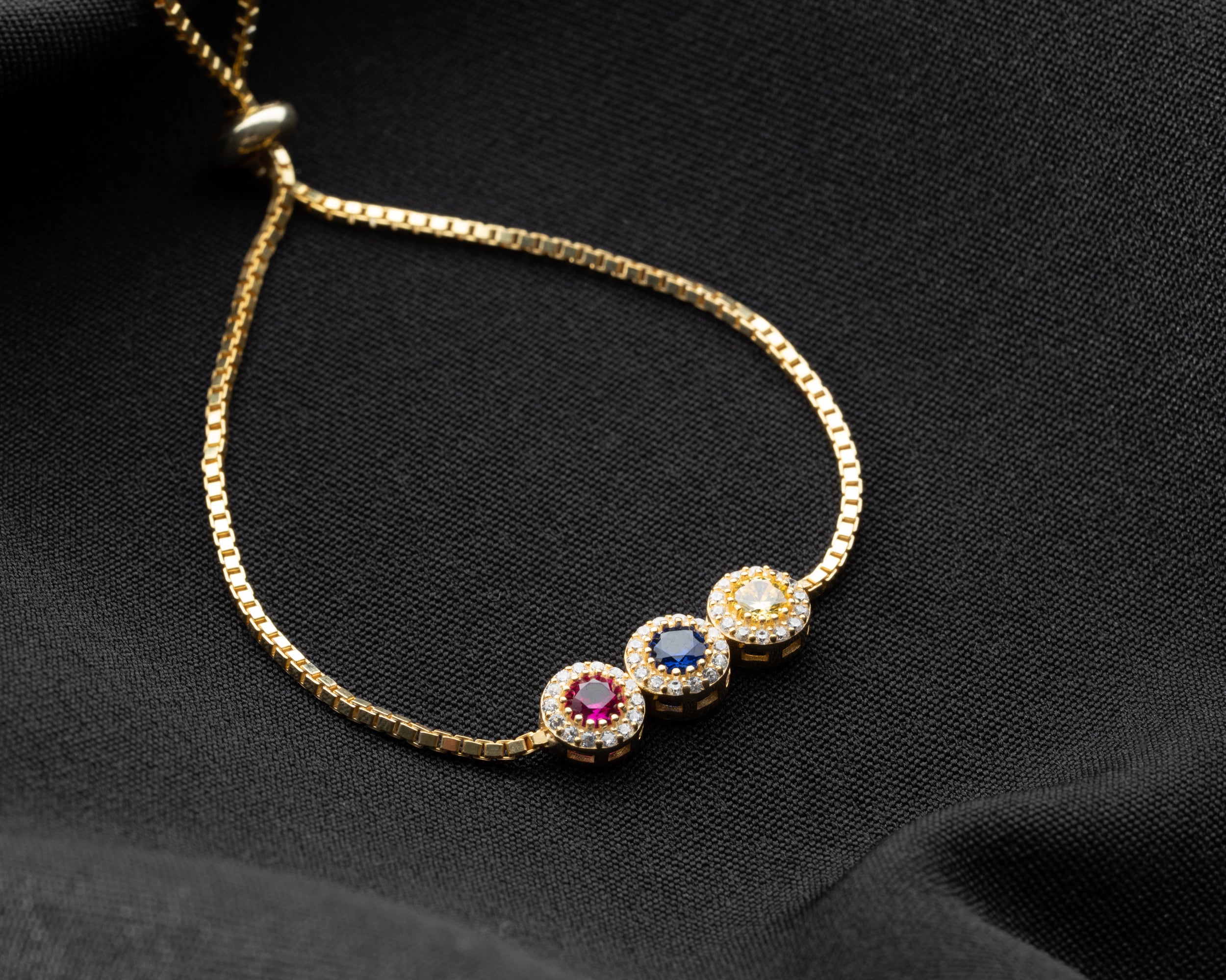 Custom Birthstone Halo Slider Bracelet