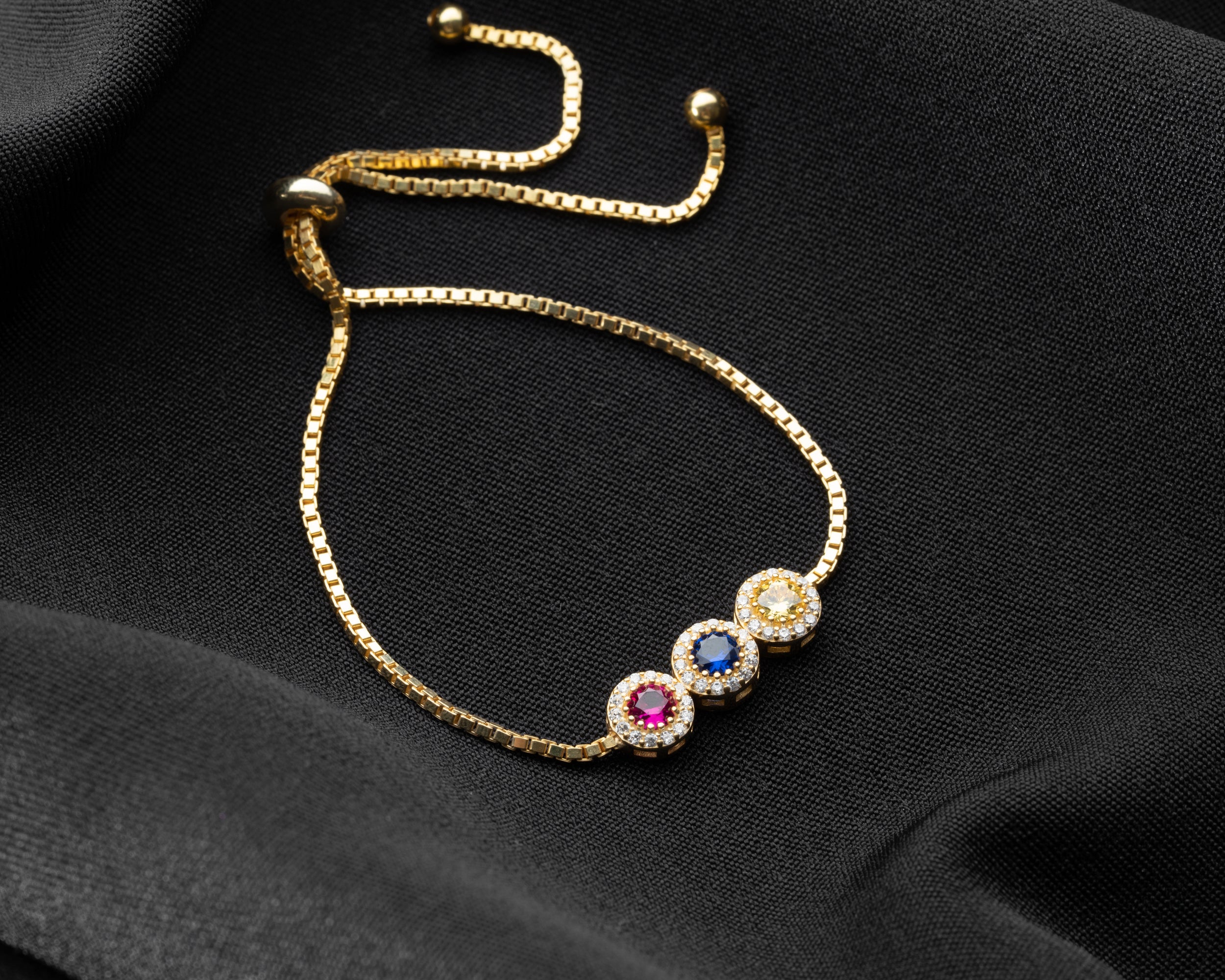 Custom Birthstone Halo Slider Bracelet