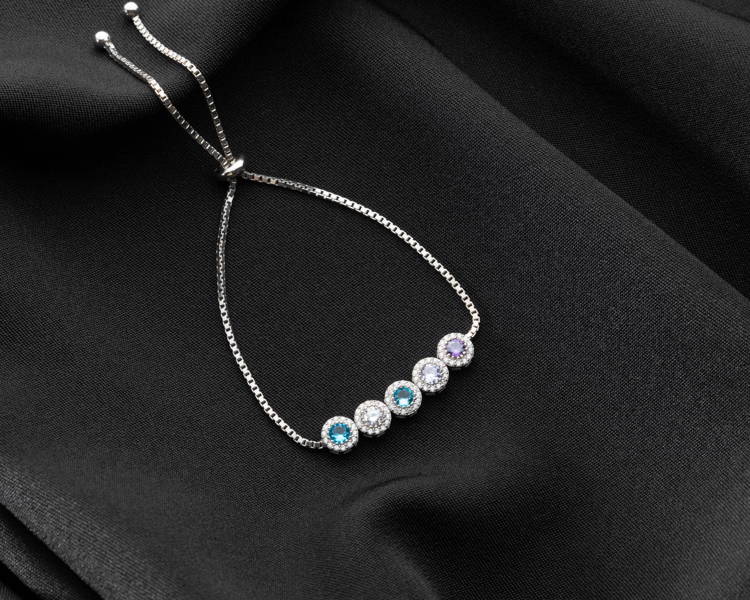 Custom Birthstone Halo Slider Bracelet