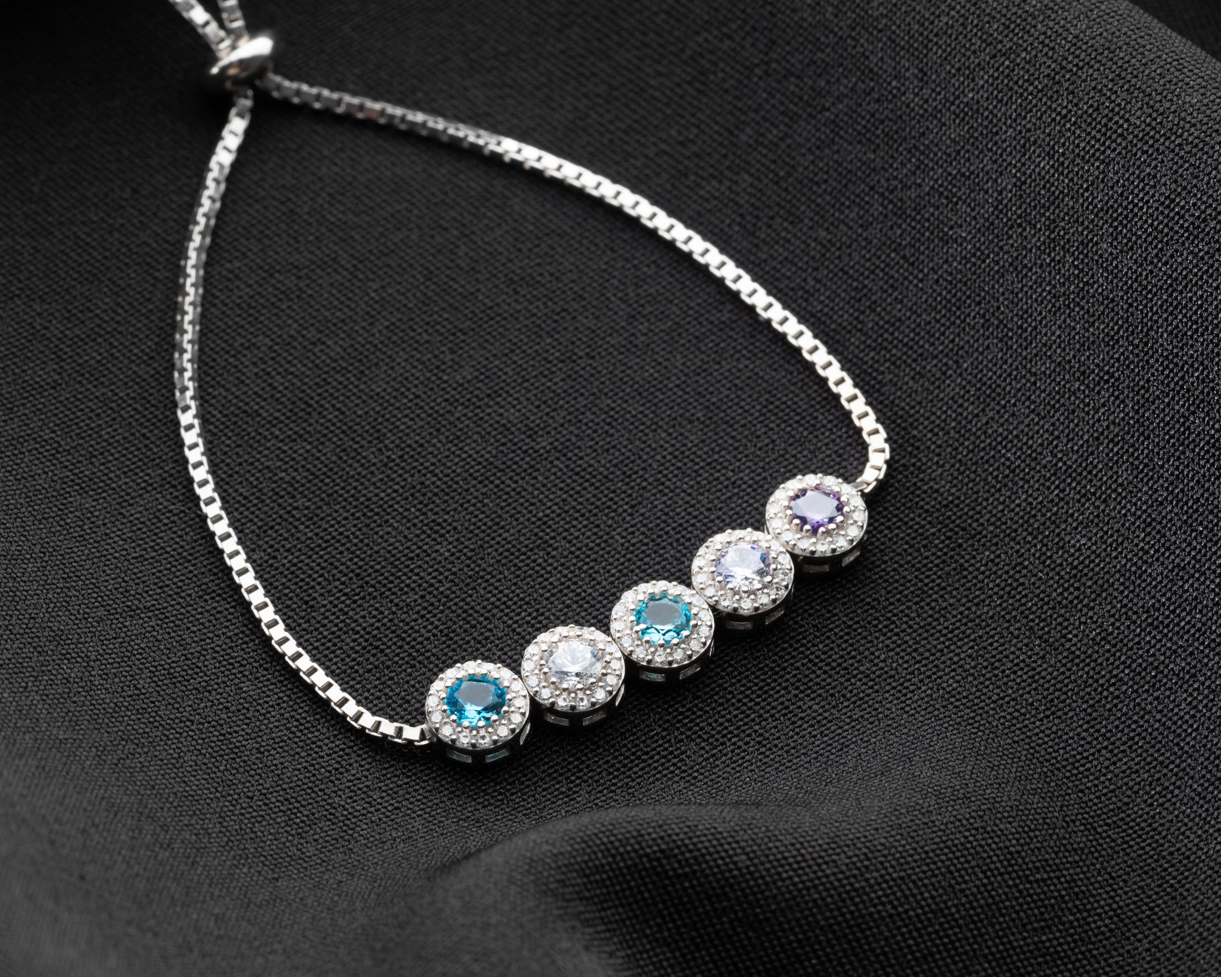 Custom Birthstone Halo Slider Bracelet
