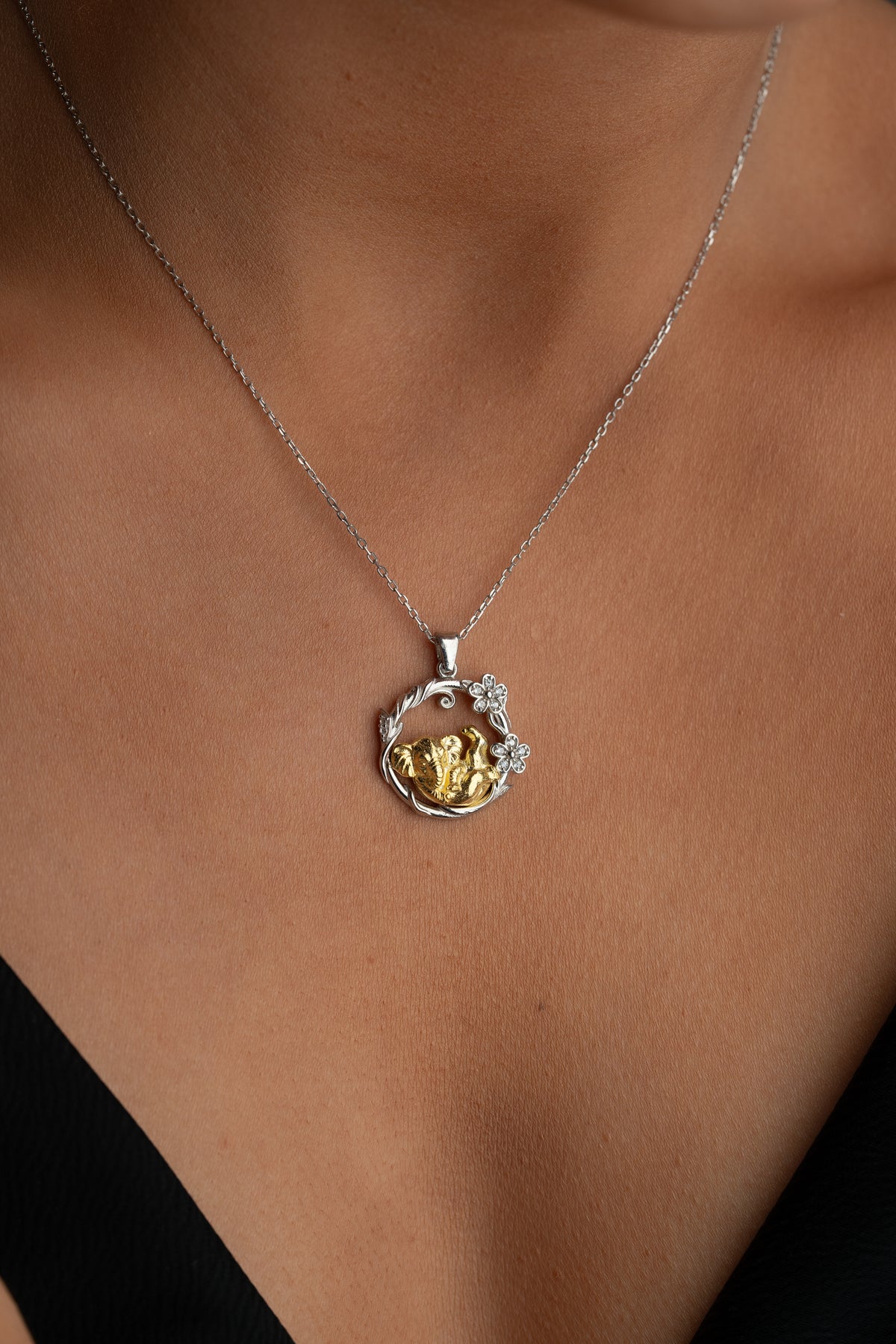 Lucky Elephant Wreath Pendant Necklace