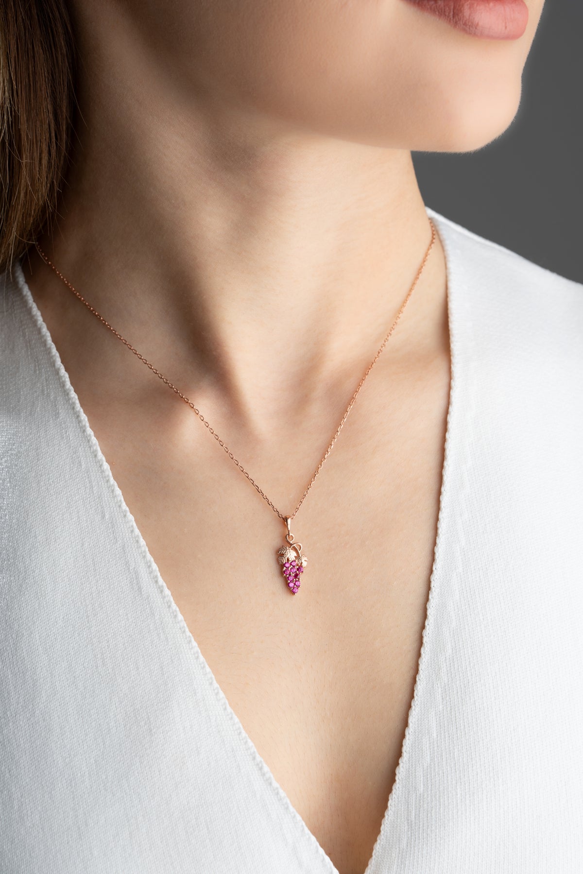 Grape Cluster Crystal Necklace in Rose Gold