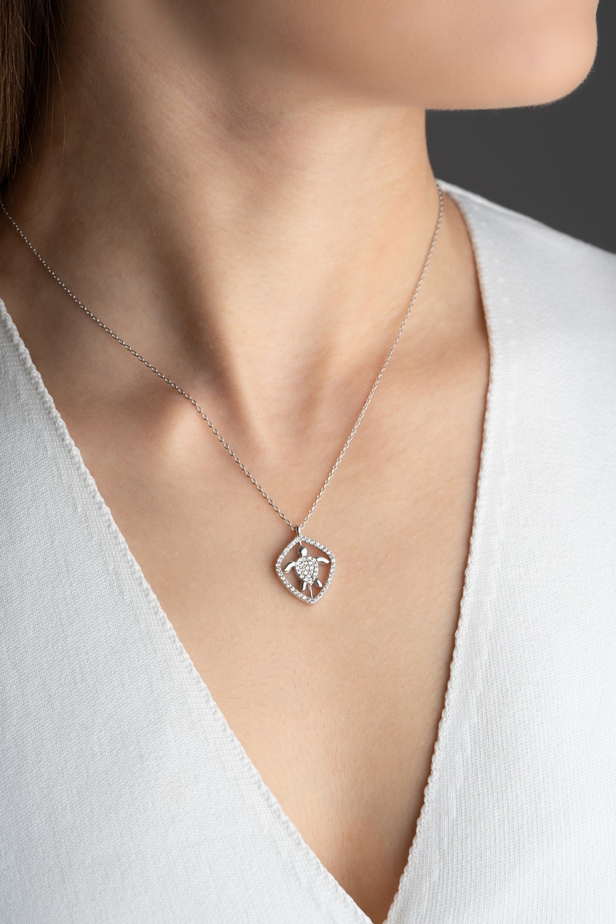 Pave Sea Turtle Pendant Necklace