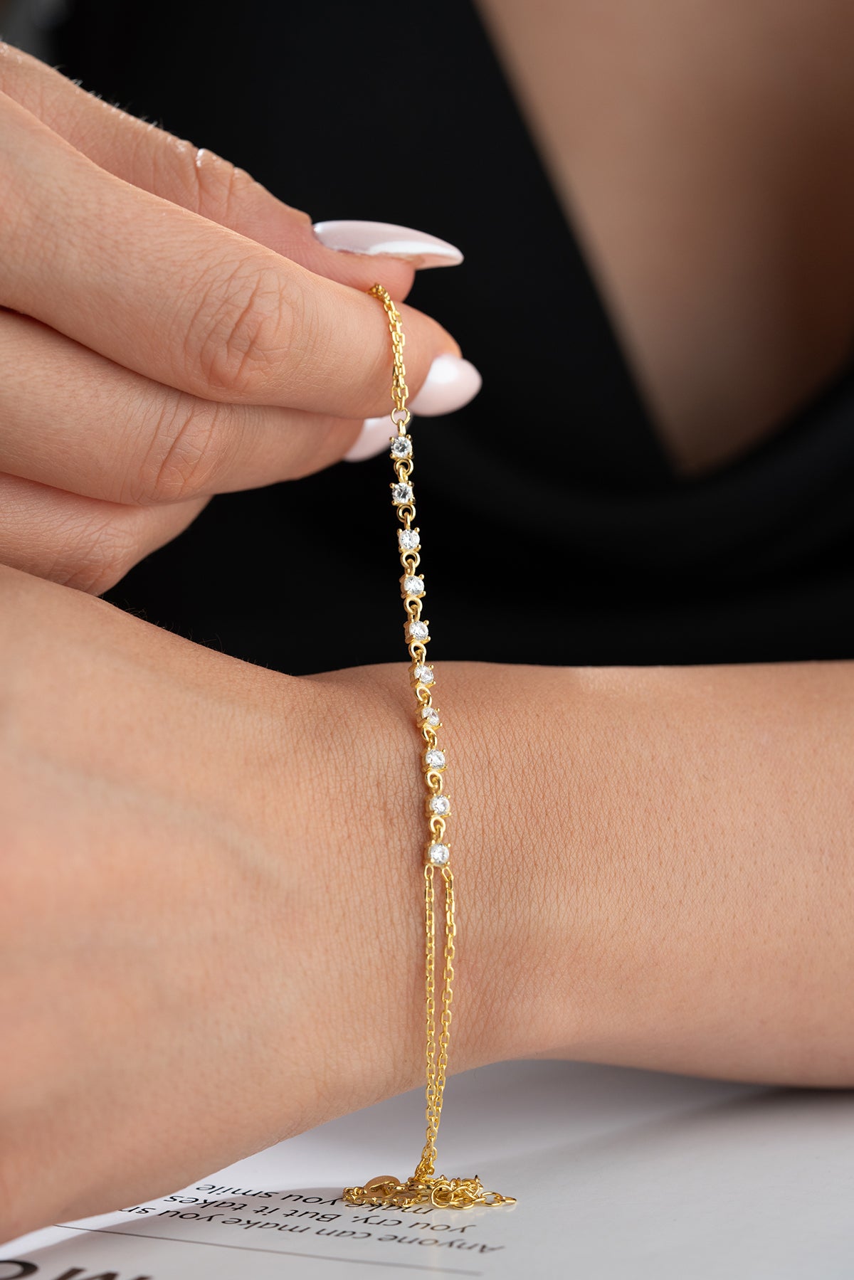 Sparkling Crystal Row Hand Chain