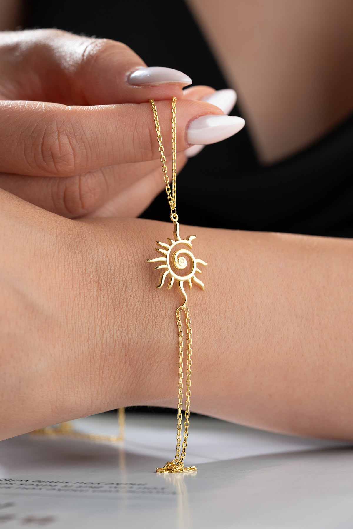 Sun Charm Hand Chain Bracelet