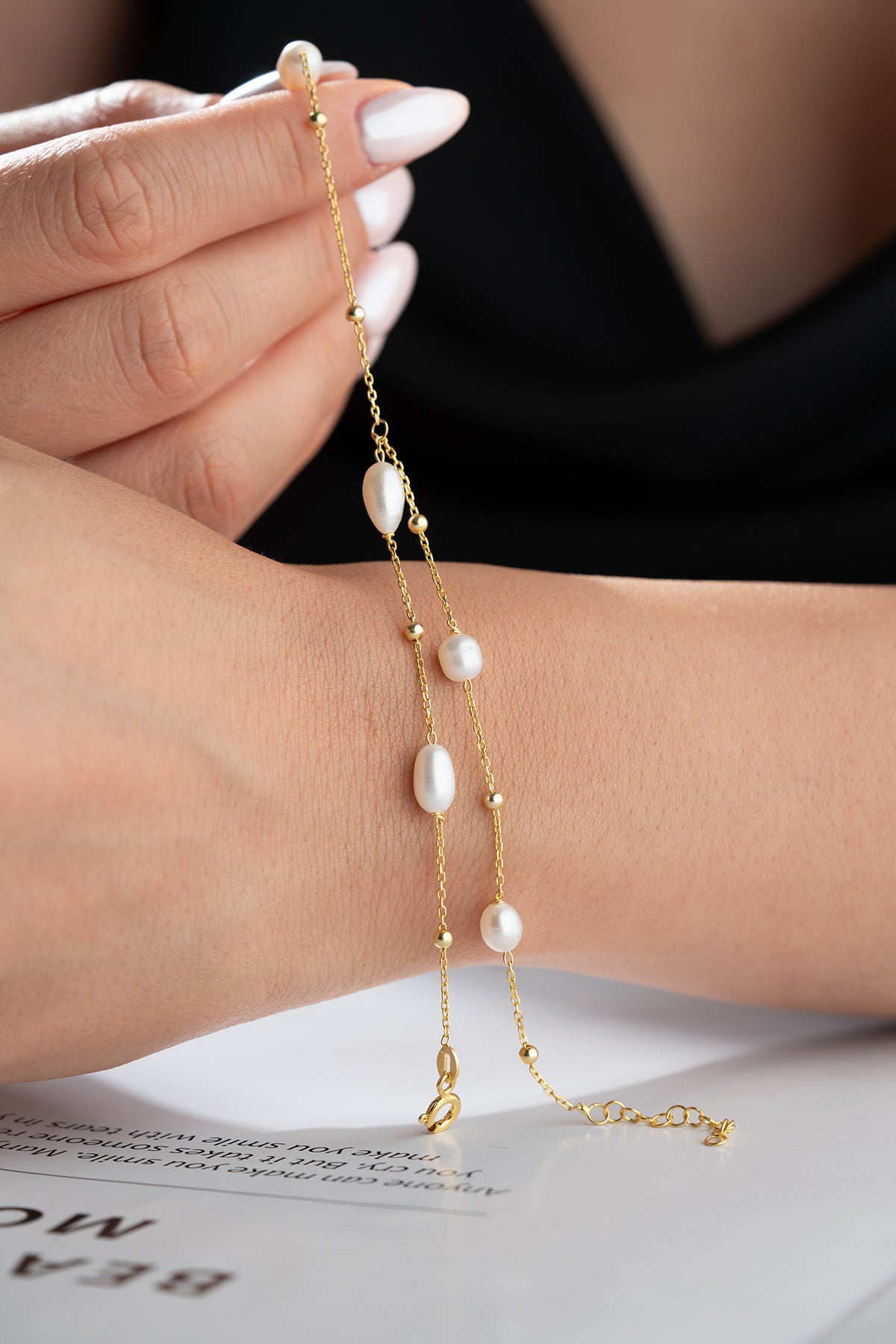 Freshwater Pearl Hand Chain Bracelet