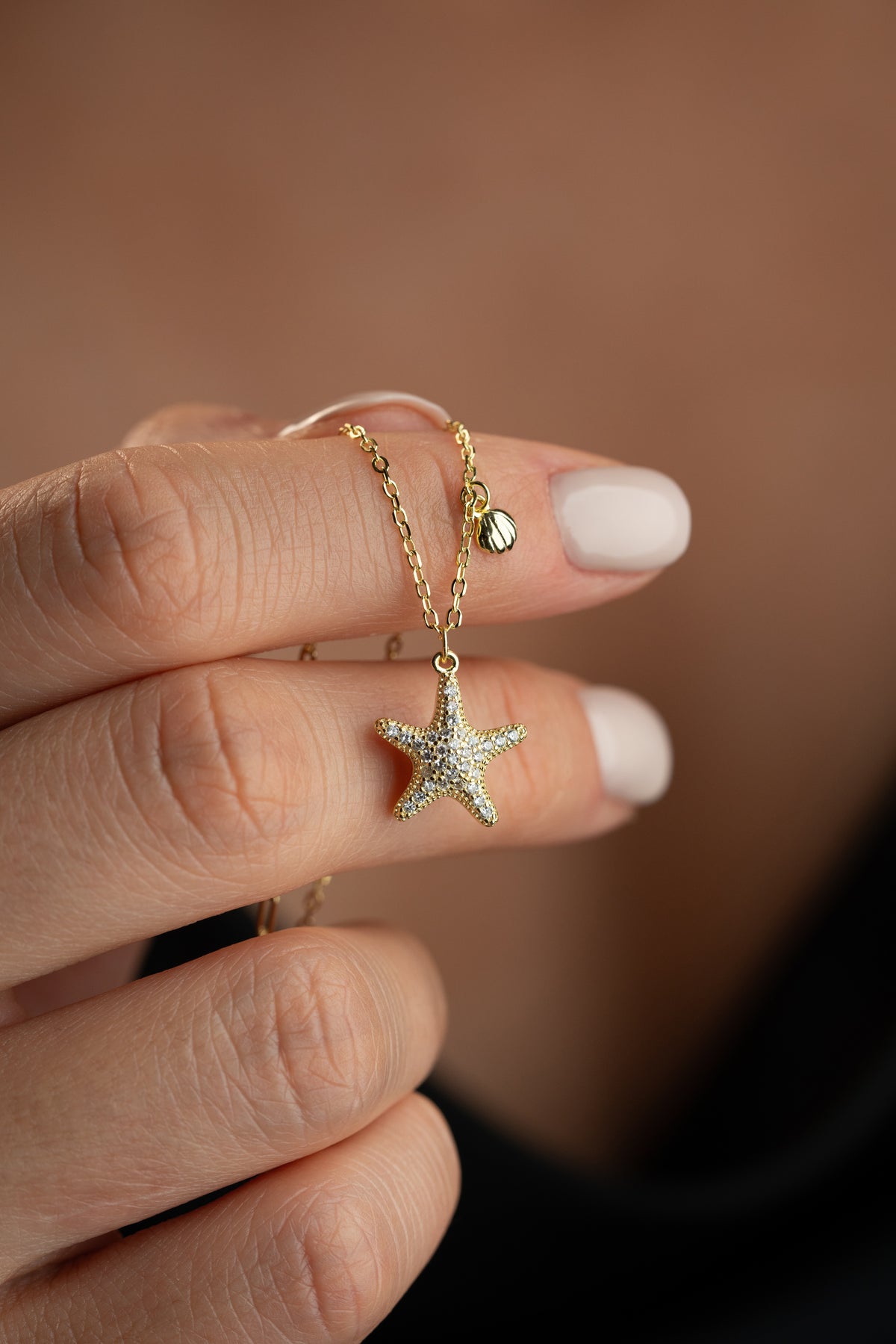 Starfish Pearl Shell Charm Necklace