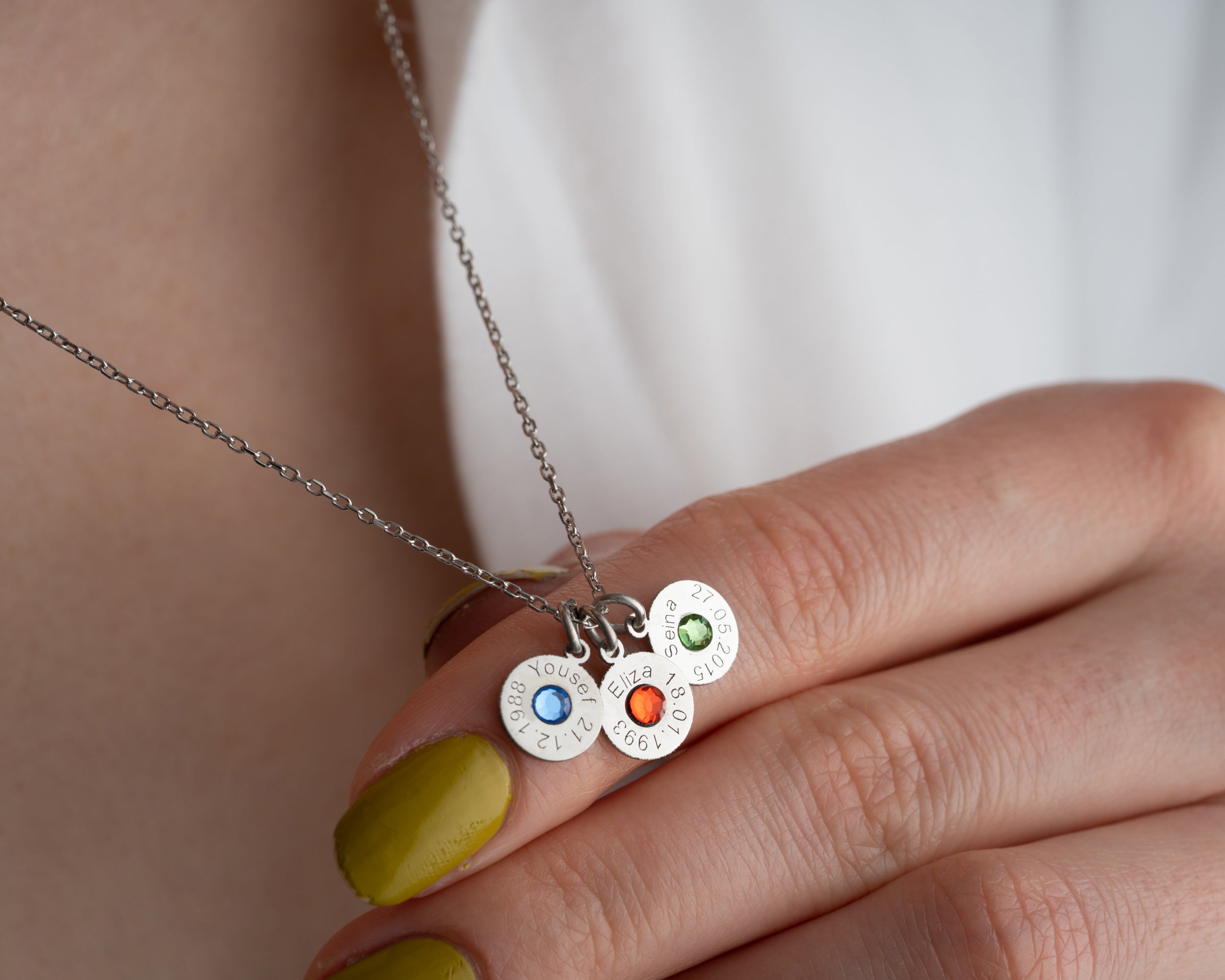 Engraved Name Birthstone Disc Necklace